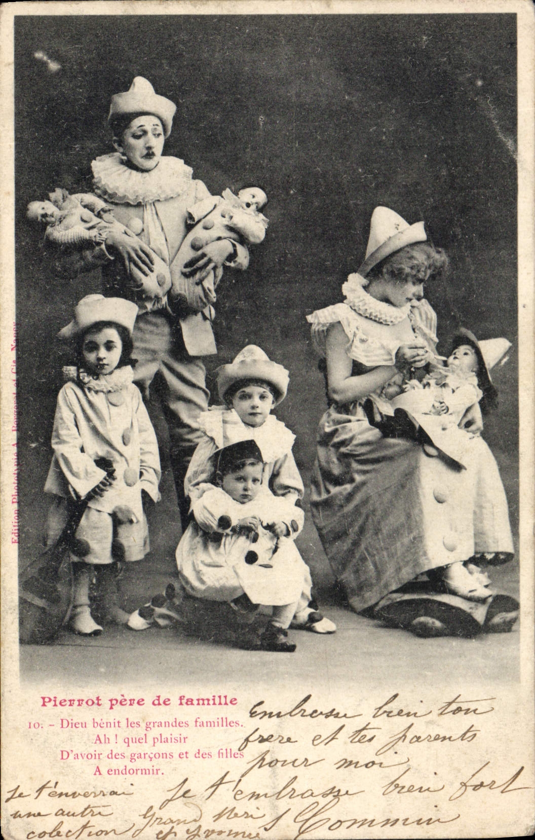 CPA Fantaisie Pierrot Pere de famille 