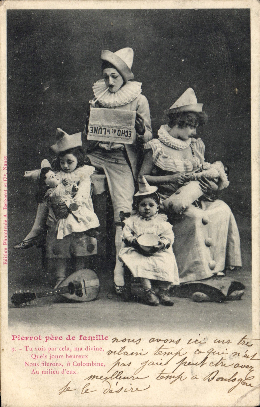 CPA Fantaisie Pierrot Pere de famille 