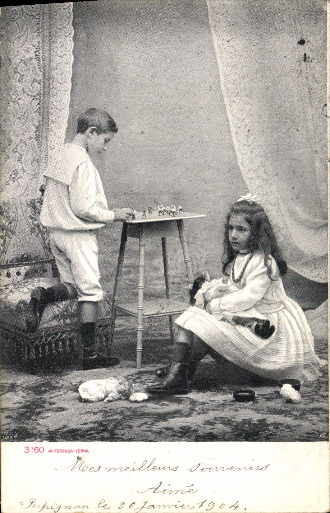 Vintage Postcard Headstock Children Tin soldiers