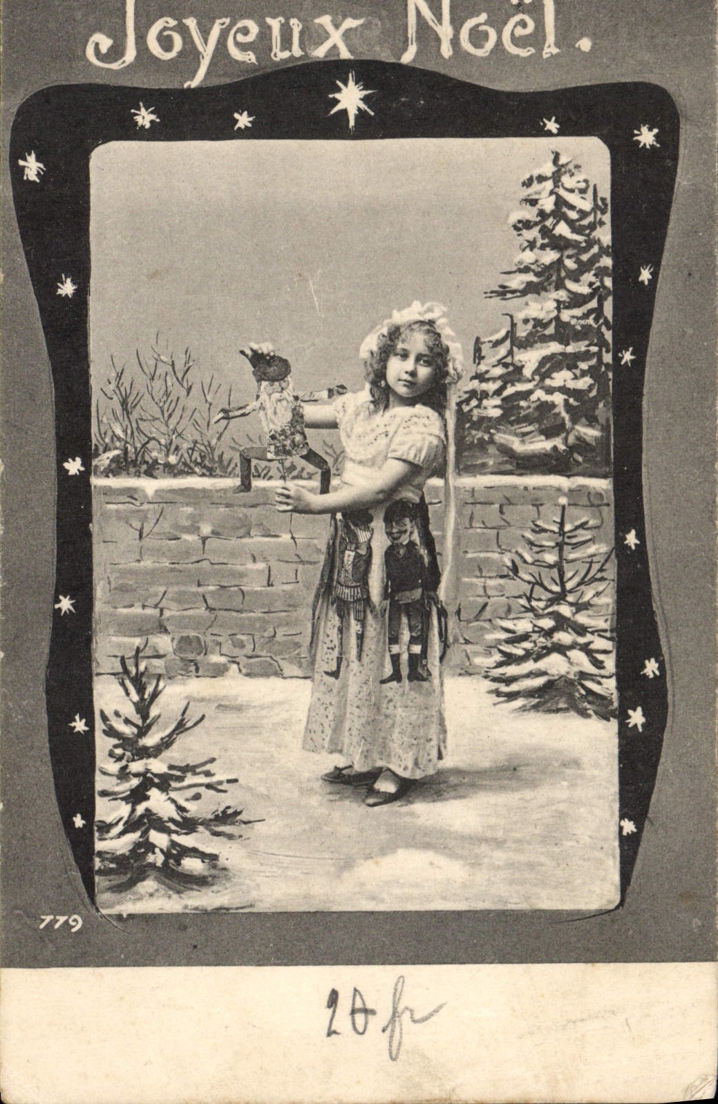 Vintage Postcard Headstock Child Puppets