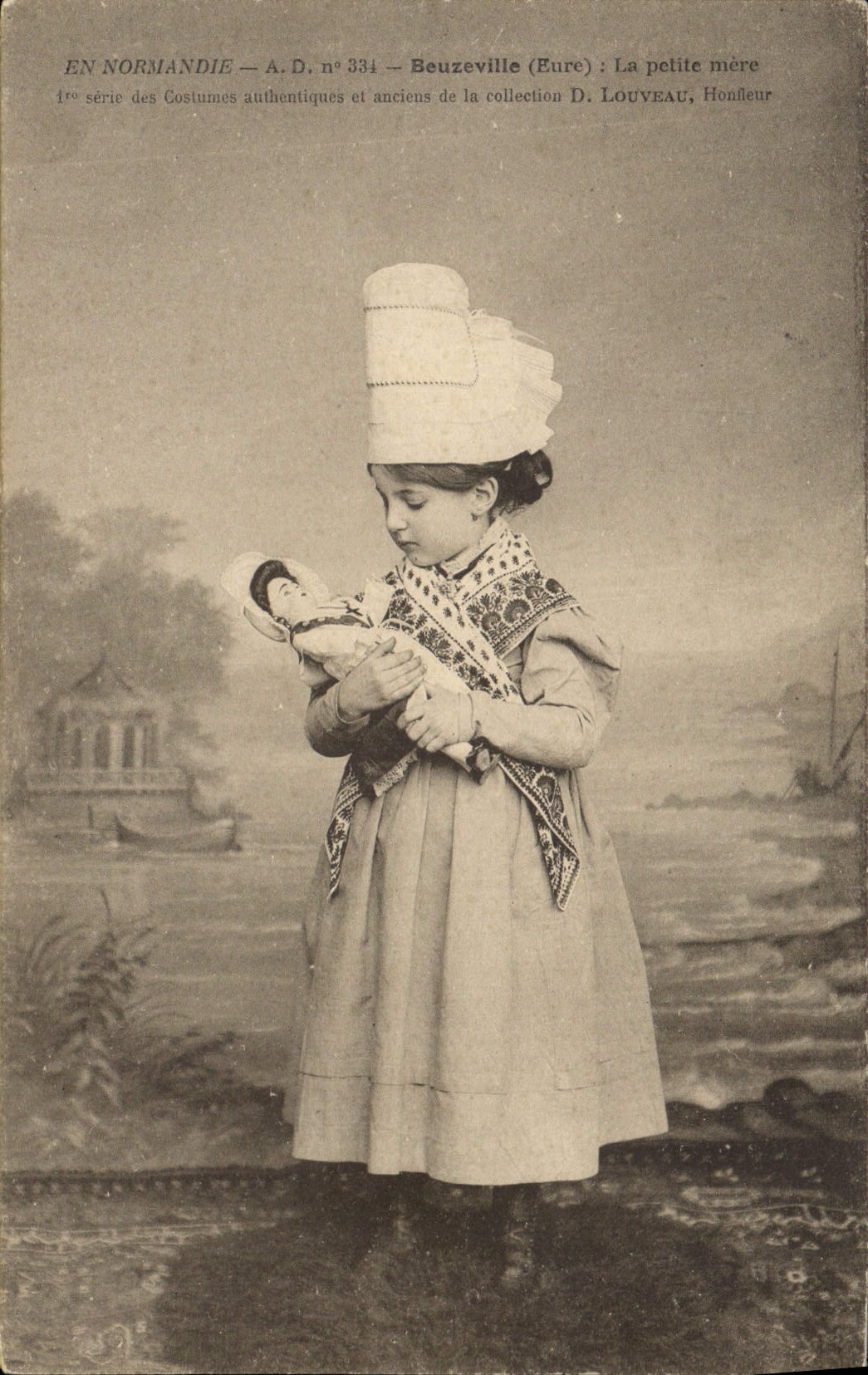 Vintage Postcard Beuzeville Headstock the small mother Folklore