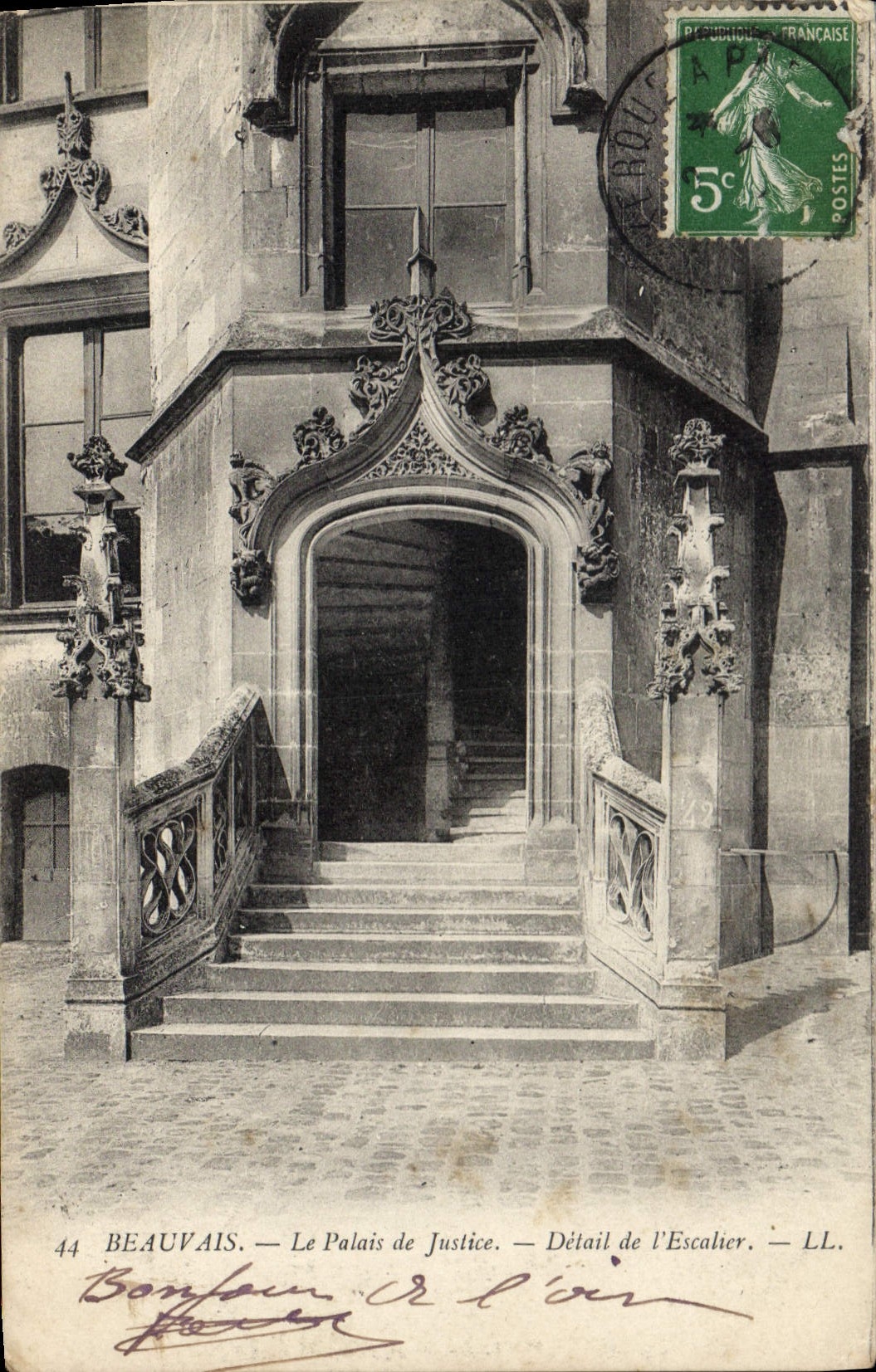 Vintage Postcard Law courts Detail of the Beauvais staircase