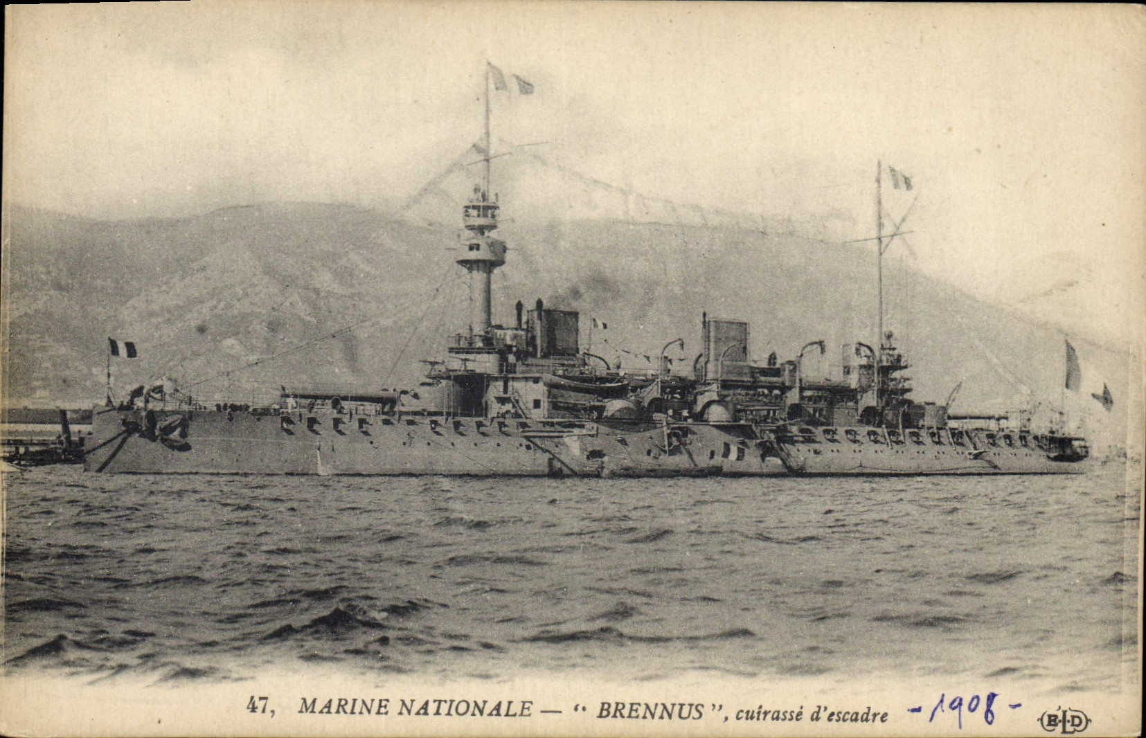 CPA Bateau de Guerre Brennus Cuirasse d'escadre