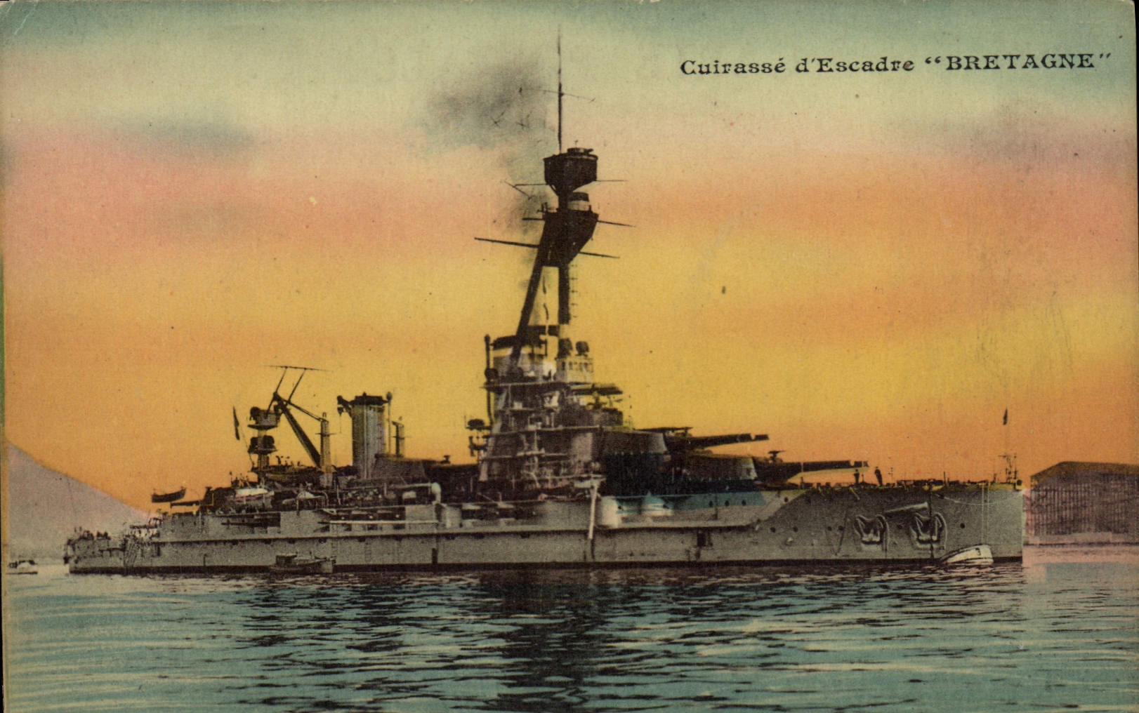 Vintage Postcard Warship Brittany
