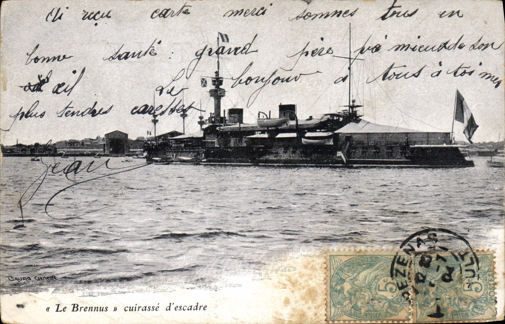 CPA Bateau de Guerre Le Brennus Cuirasse d'escadre