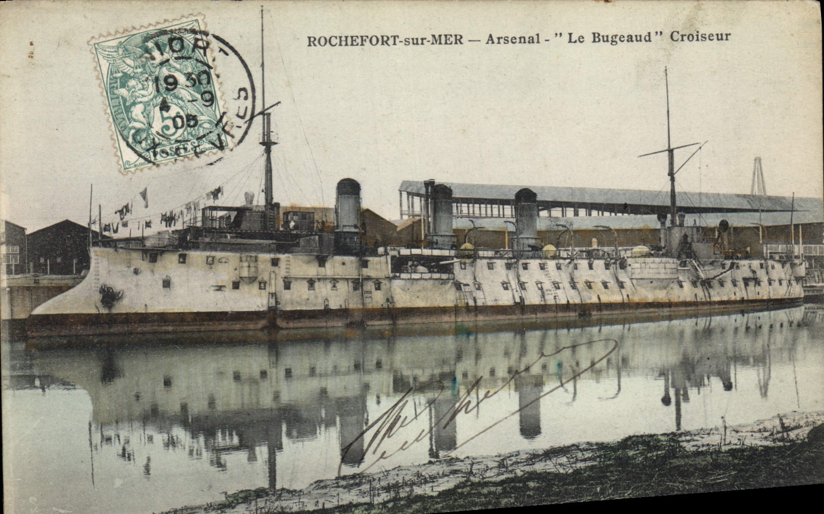 CPA Bateau de Guerre Rochefort sur Mer Arsenal Le Bugeaud Croiseur