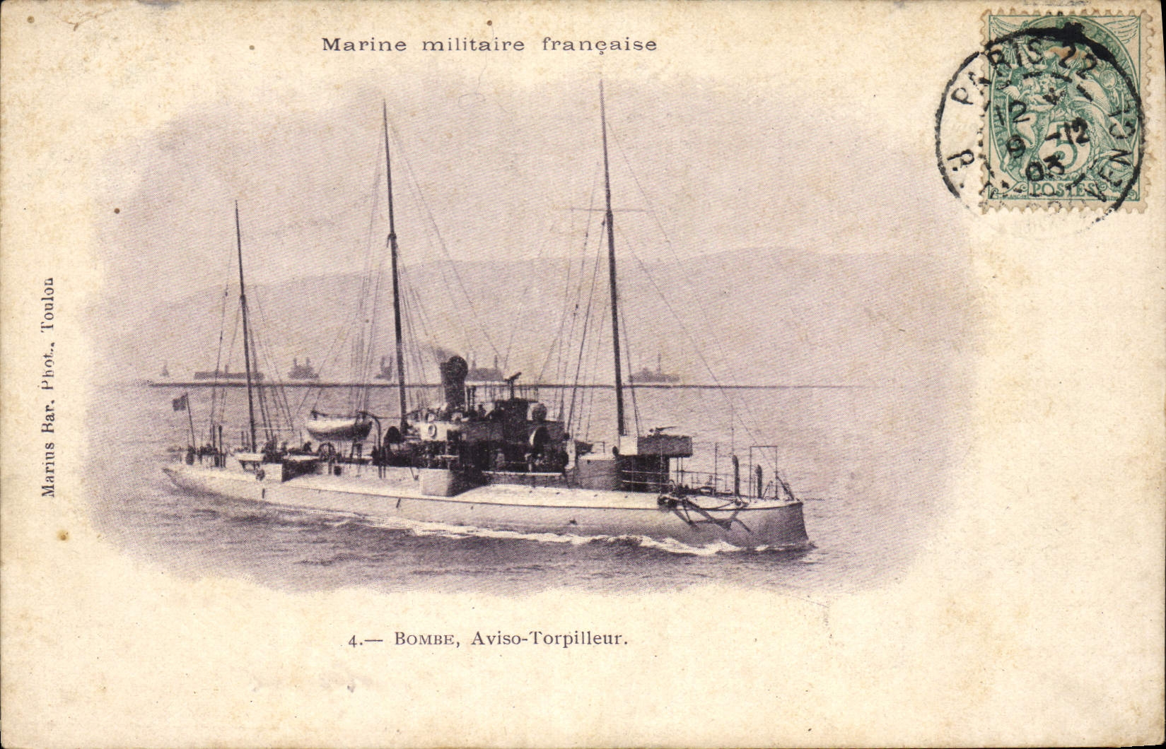 Vintage Postcard Warship Bends Sloop destroyer