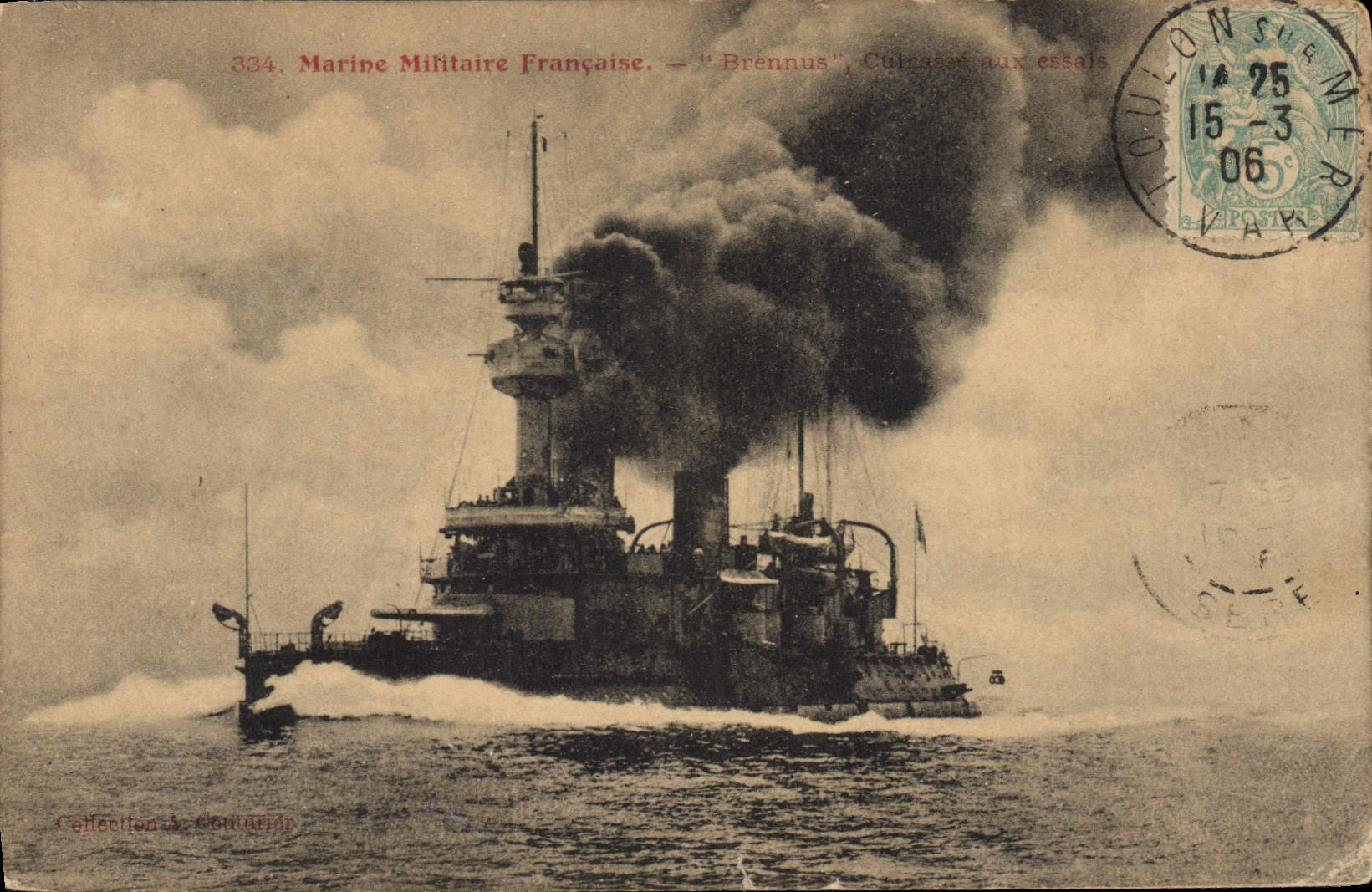 CPA Bateau de Guerre Brennus Cuirasse aux essais