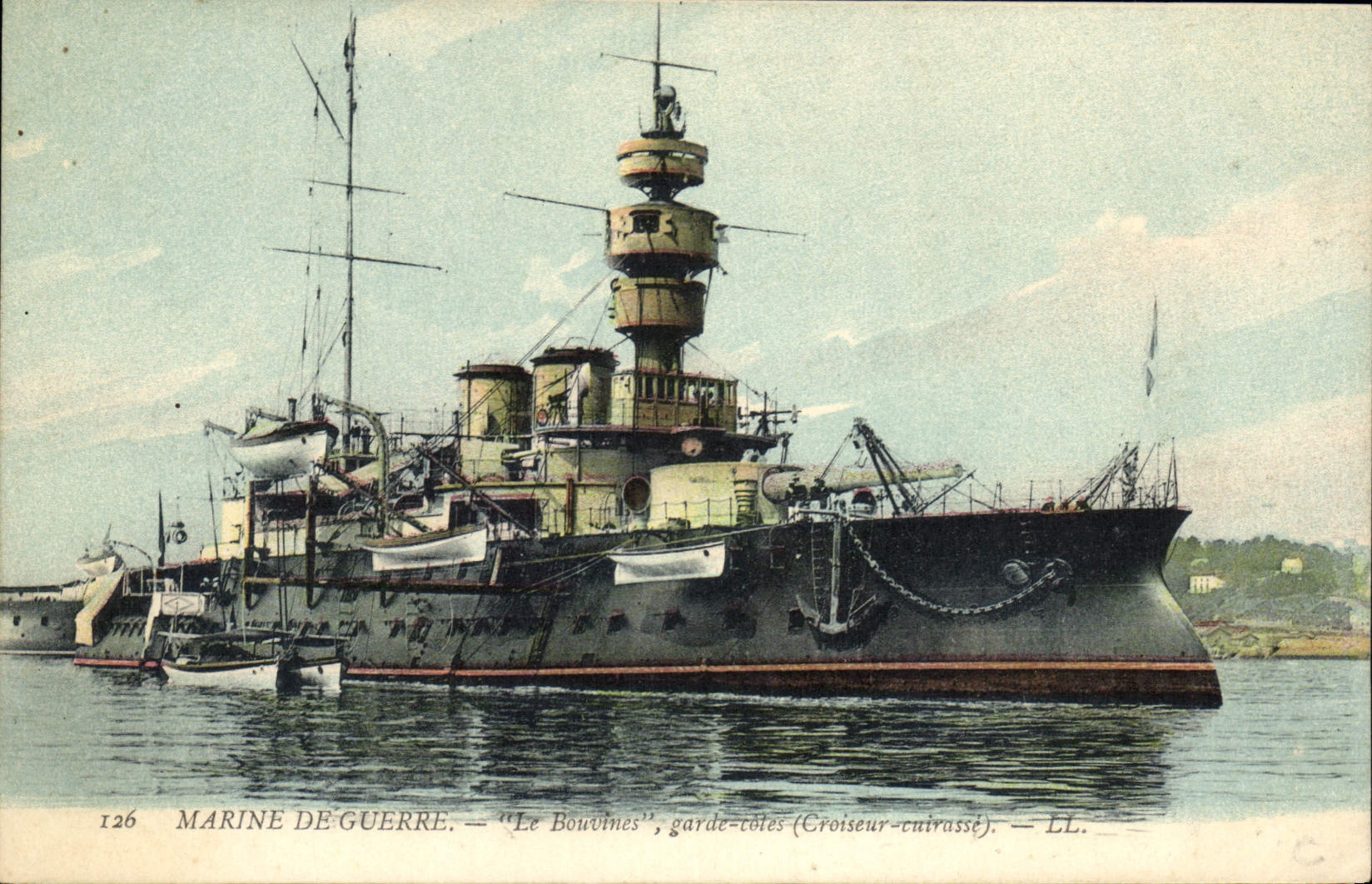 Vintage Postcard Warship Bouvines Croiseur Armours