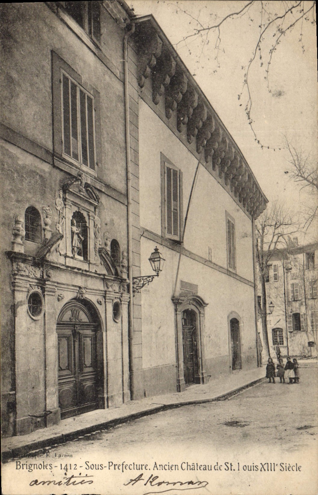 Vintage Postcard Brignoles Under Prefecture Old castle Children