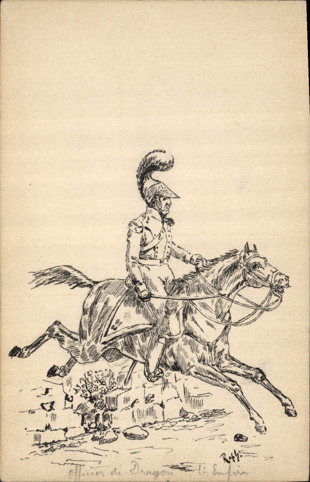 CPA Militaria Officier de Dragon 1er Empire