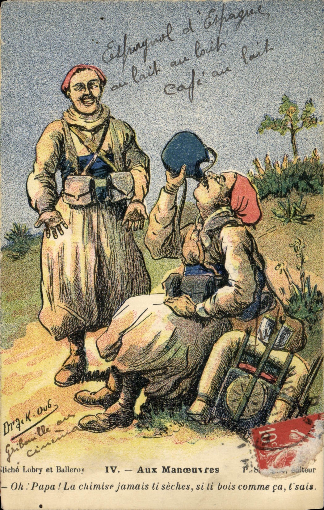 Vintage Postcard Militaria With the operations Oh dad