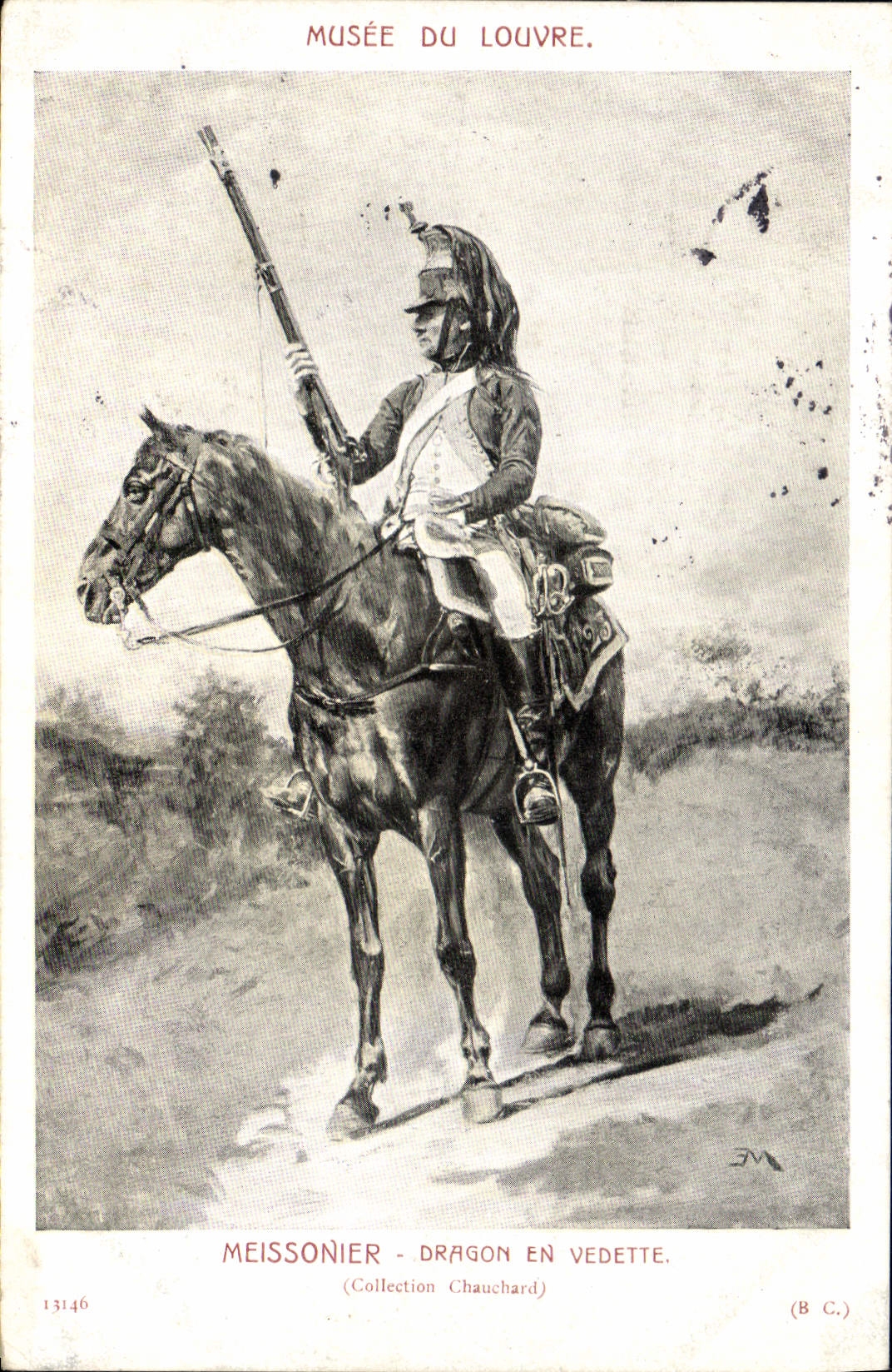 Vintage Postcard Militaria Museum of Louvre Meissonier Dragon in the star