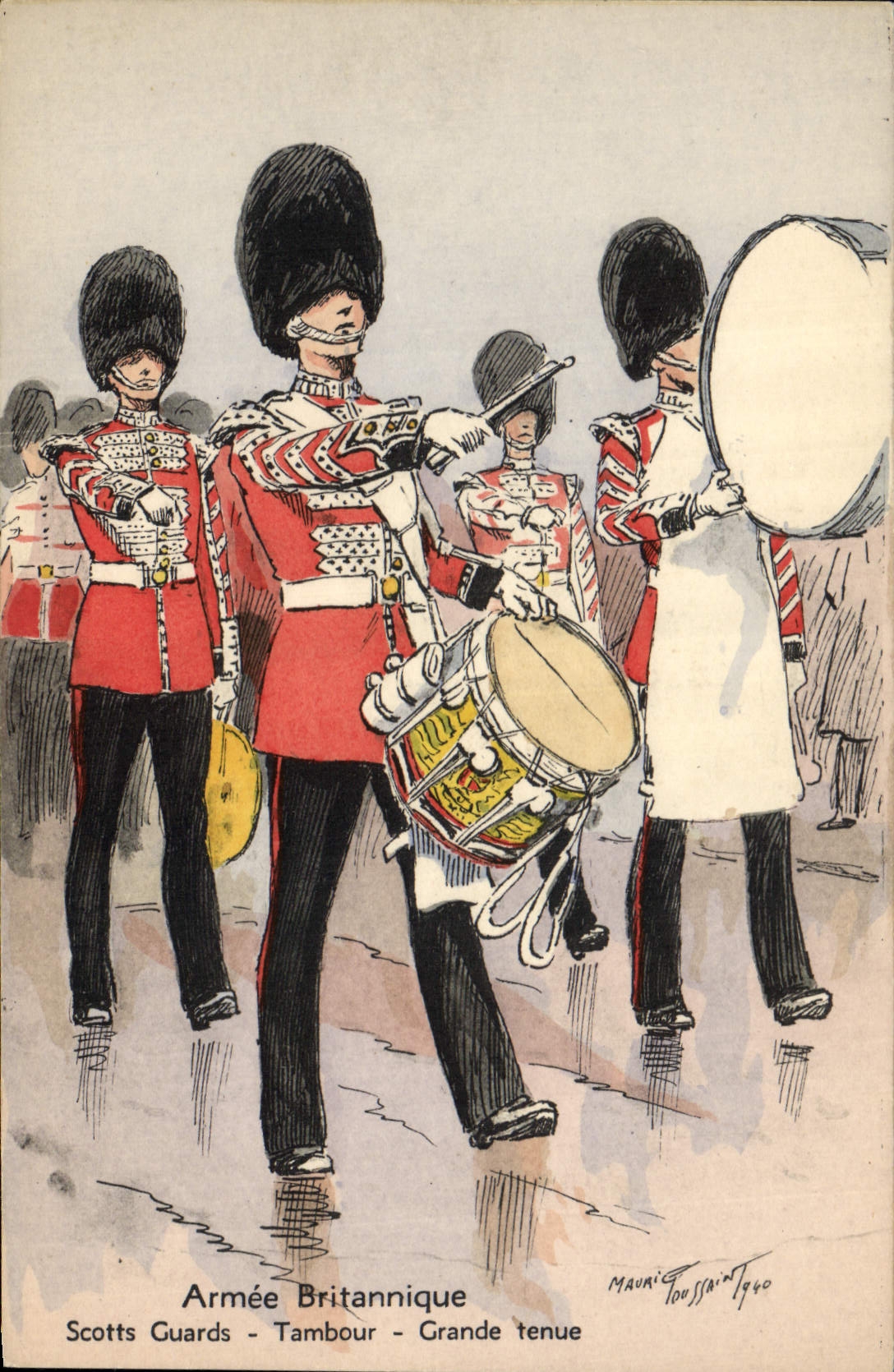 Vintage Postcard Militaria Armed British Drum Large held