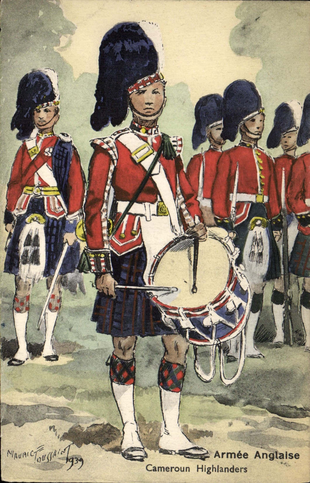 Vintage Postcard Militaria Armed English Cameroon Highlanders