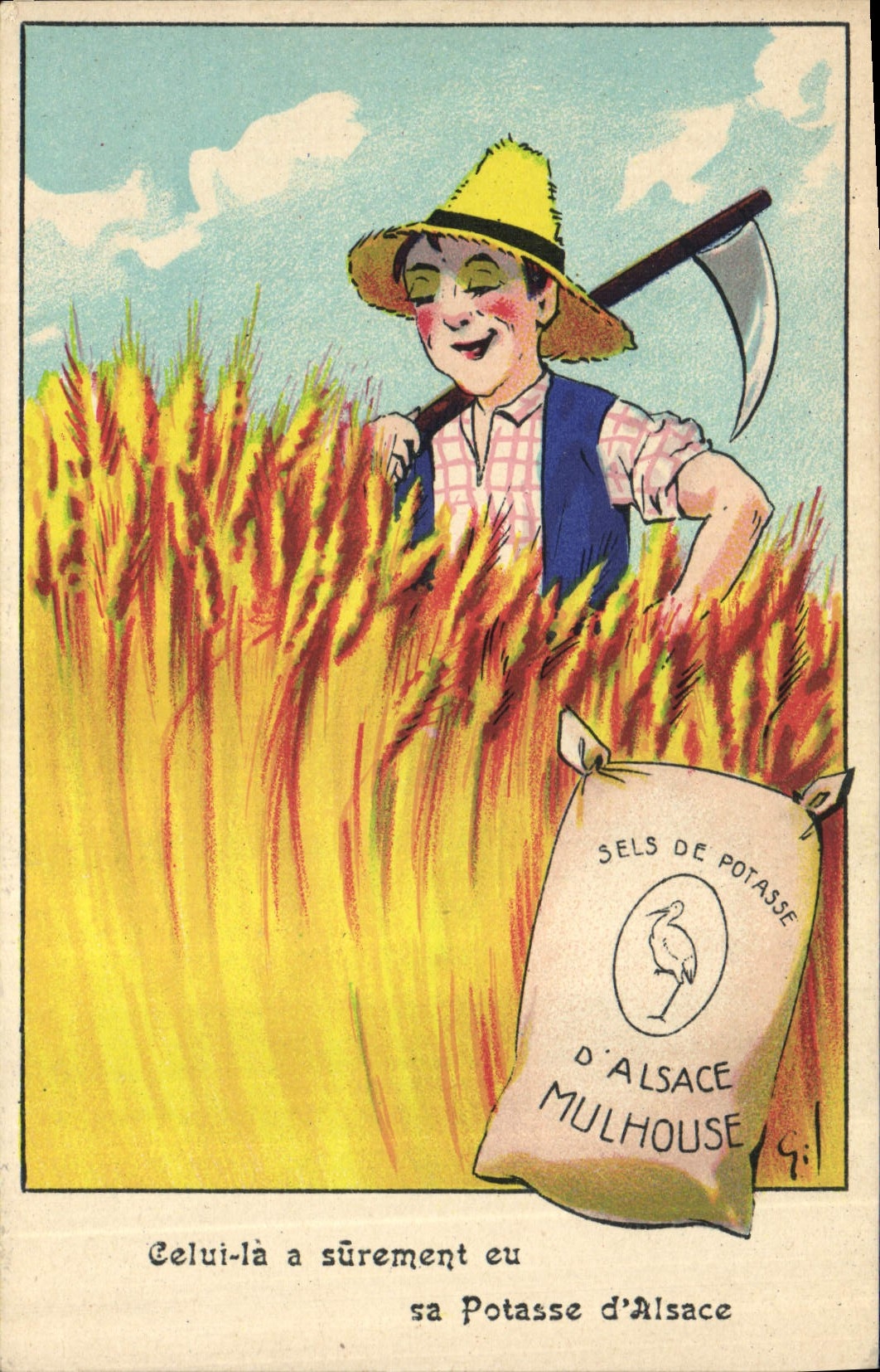 Vintage Postcard Publicite Mugs up of Alsace Cigogne