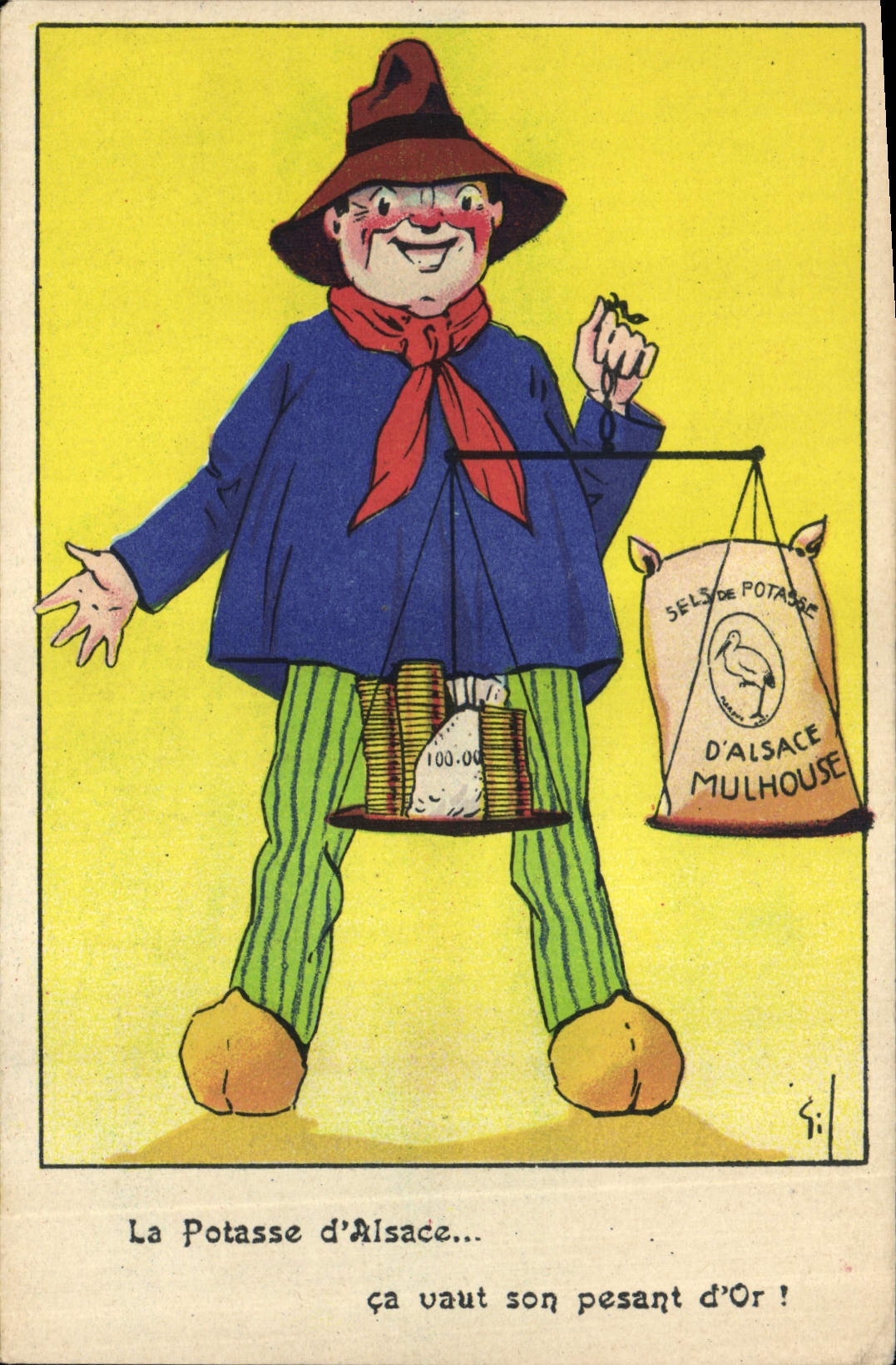 CPA Publicite Potasse d'Alsace Cigogne