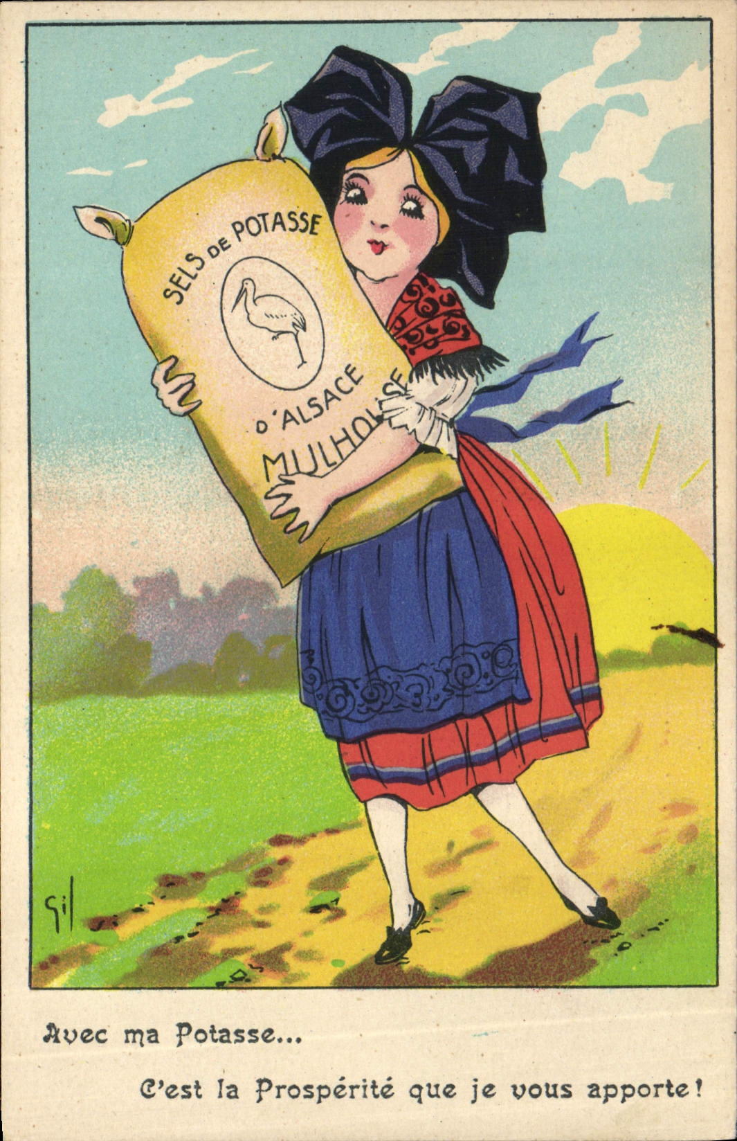 CPA Publicite Potasse d'Alsace Cigogne