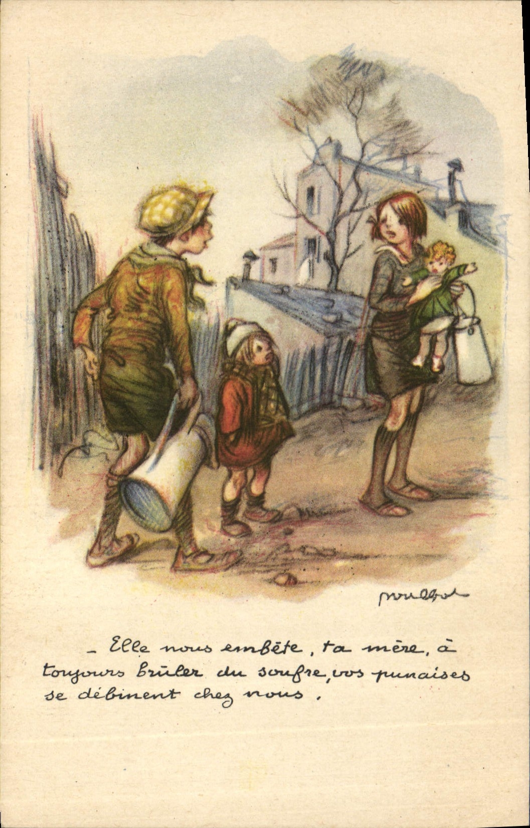 Vintage Postcard Publicity Illustrator Urchin National league against the slum