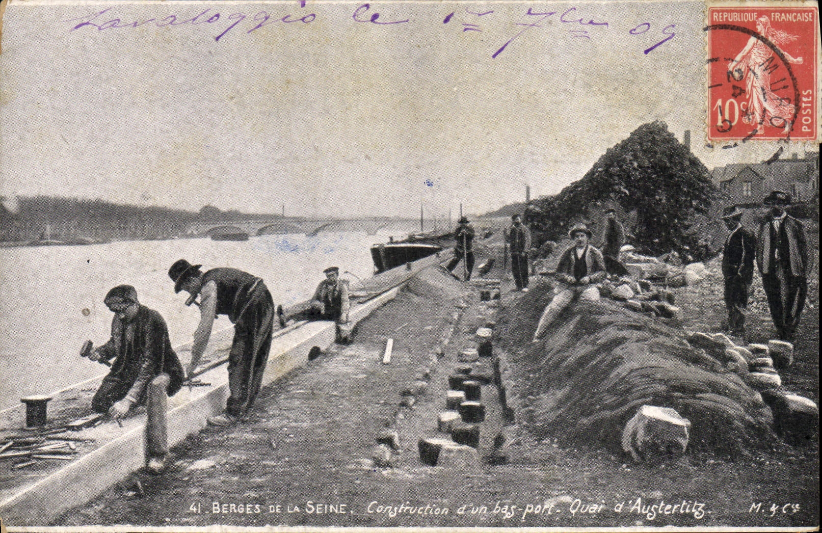 CPA Ardoisieres Berges de la Seine Construction d'un bas port Quai d'Austerlitz