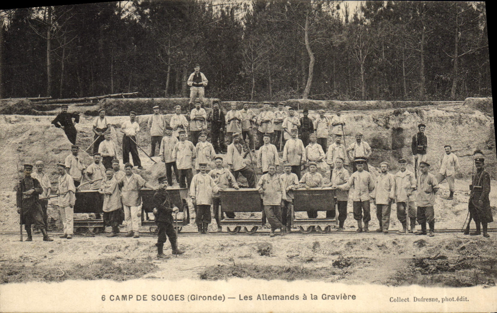 Vintage Postcard Ardoisieres Camp of Souges the Gironde the Germans has the Militaria Gravel pit