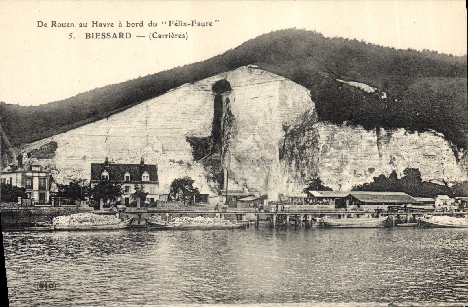 Vintage Postcard Ardoisieres Of Rouen in Le Havre has edge of Félix Faure Biessard Carrieres