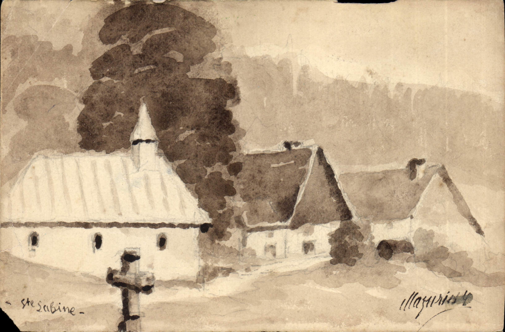 CPA Fantaisie Paysage (dessin a la main) 