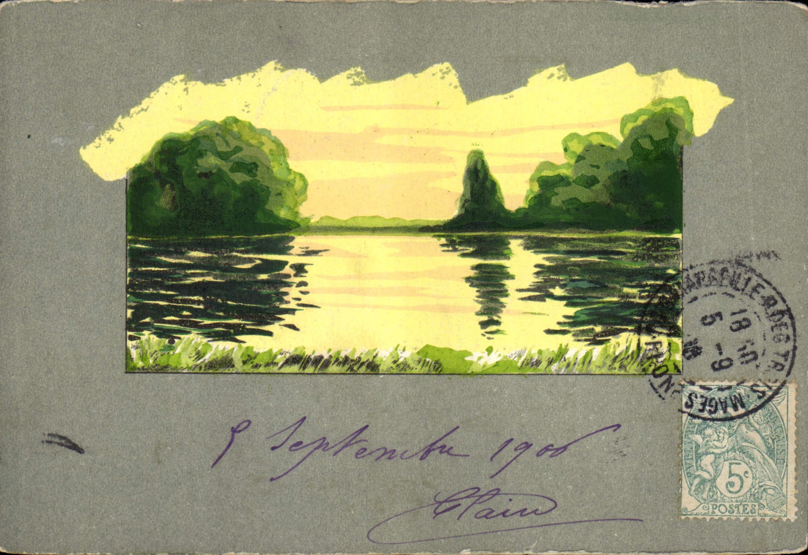 CPA Fantaisie Paysage (dessin a la main)