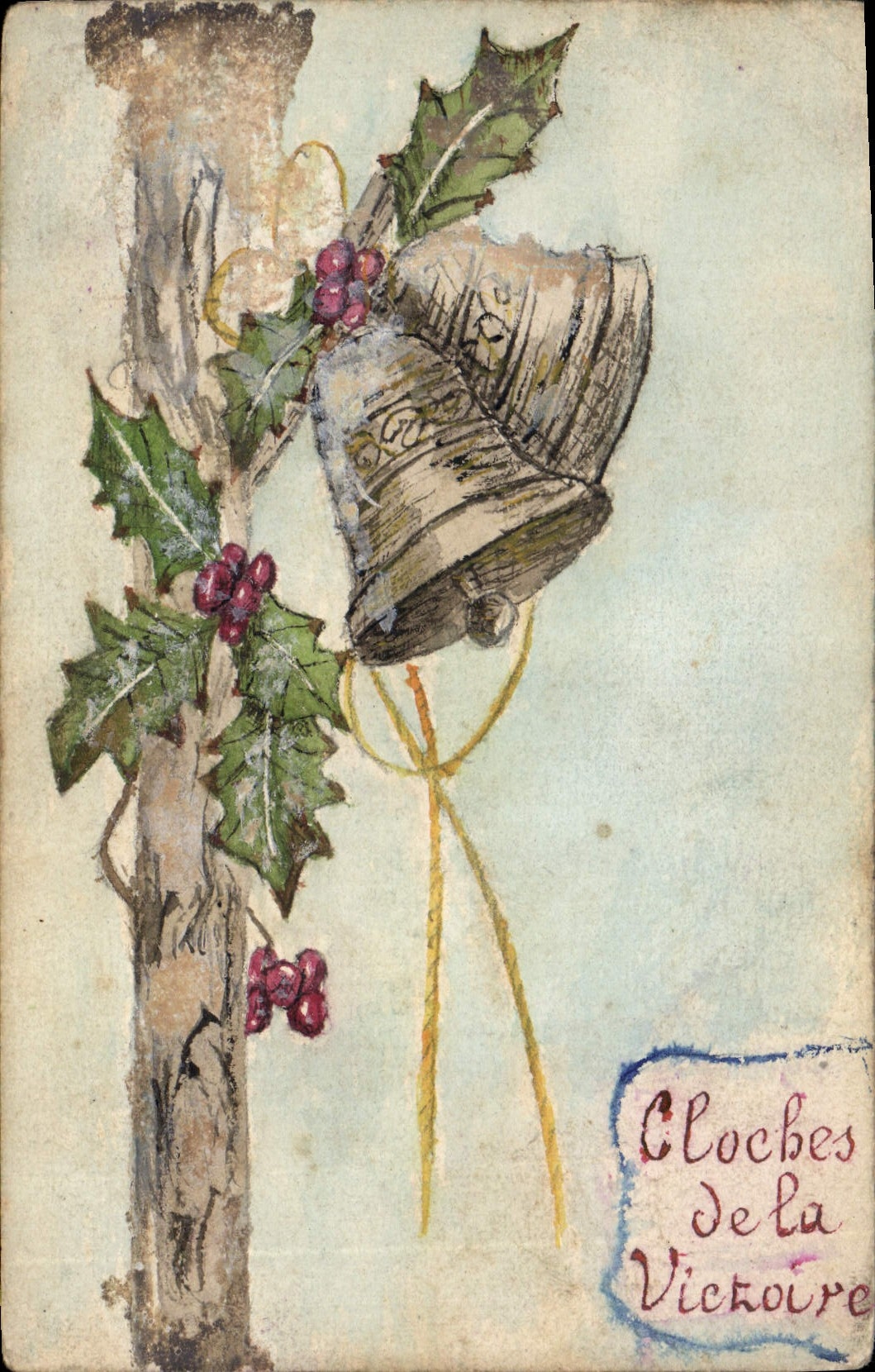 Vintage Postcard Fantasy Flowers Bells (drawing has the hand)