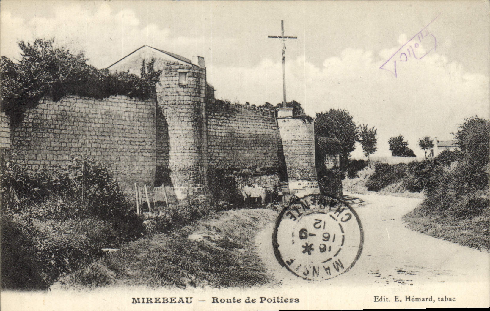 Vintage Postcard Castle Mirebeau Road of Poitiers