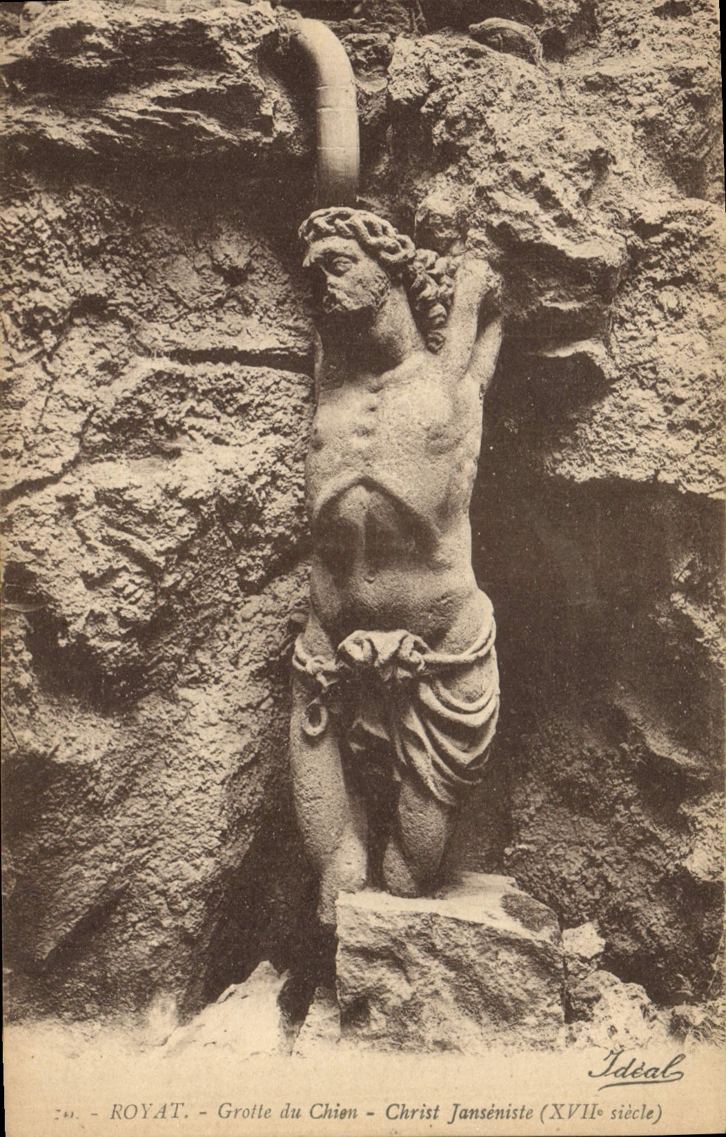 Vintage Postcard Cave of the dog Royat Christ Jansenist Caves