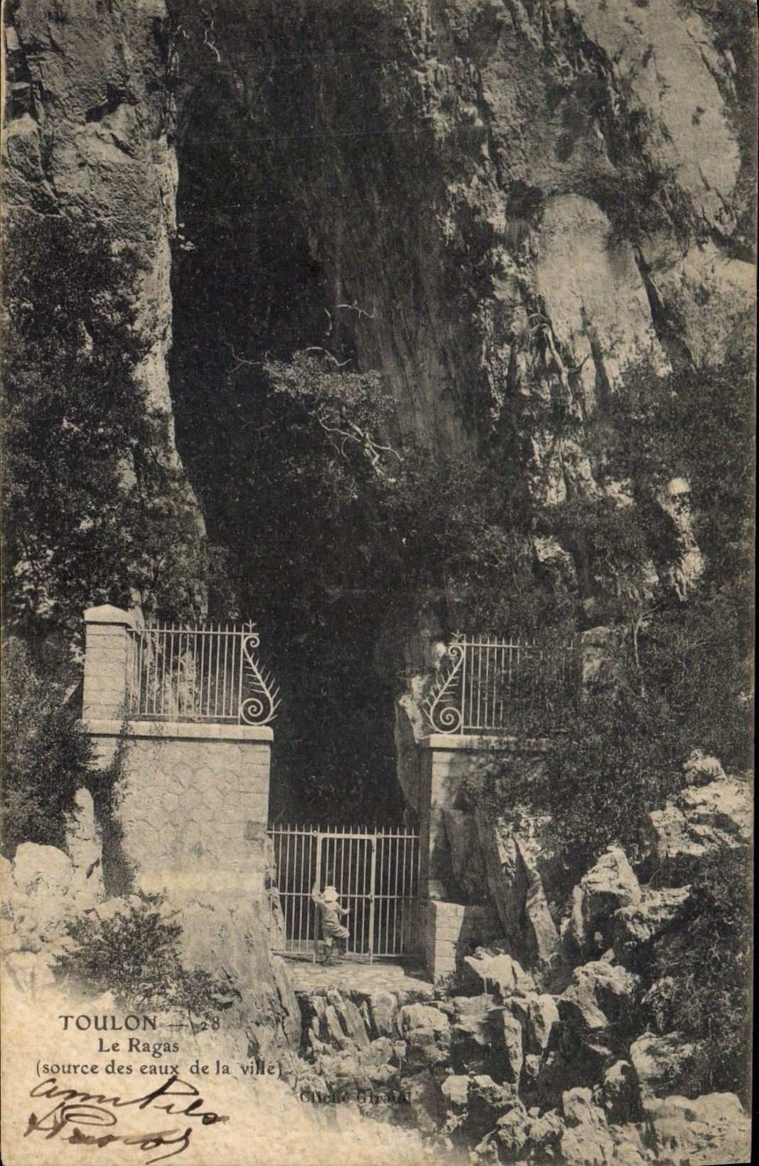 Postal Gruta Grutas Toulon el Ragas Fuente de las aguas de la ciudad