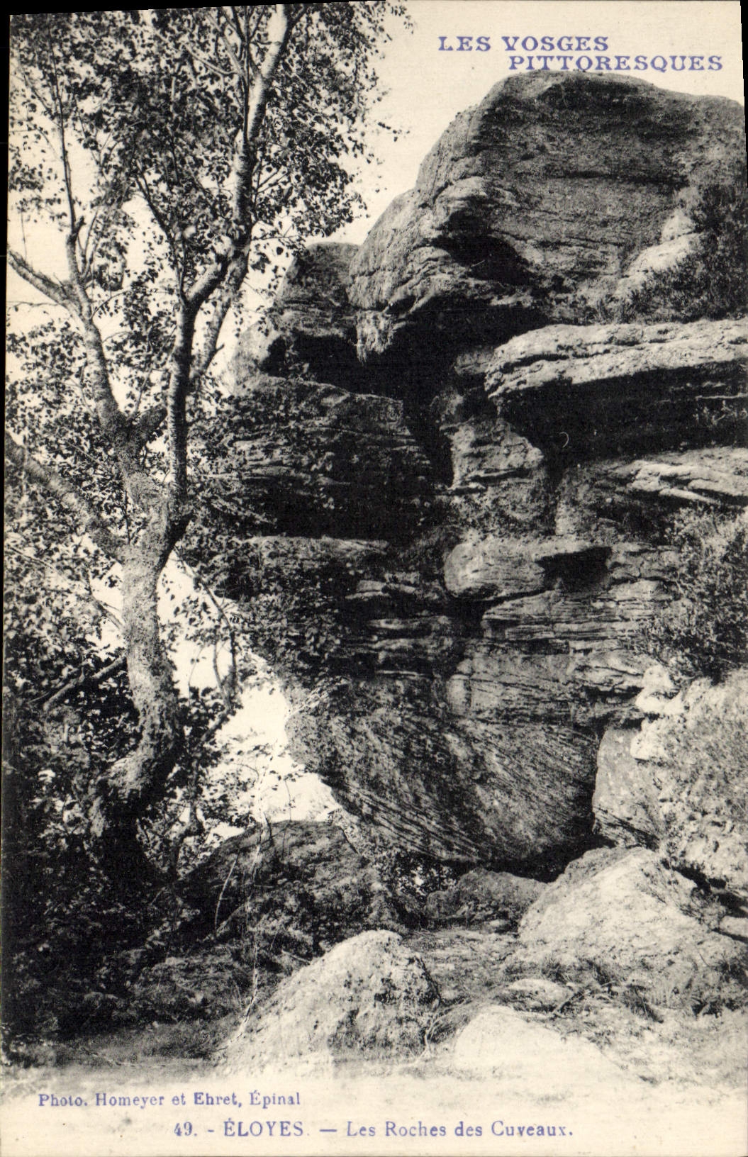 Vintage Postcard Cave Eloyes Caves rocks of the Vosges small tanks