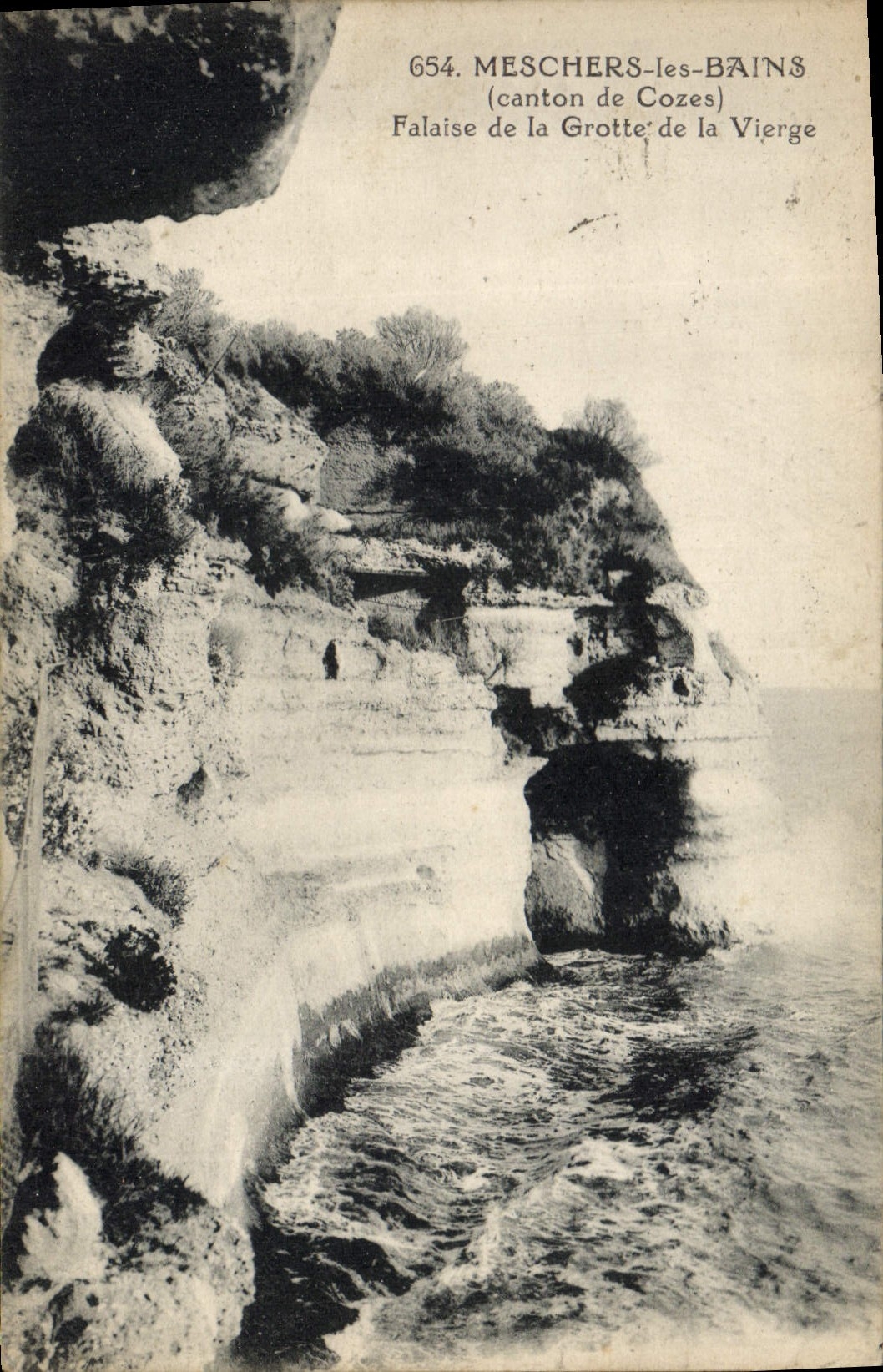 Vintage Postcard Cave Meschers Caves the Baths Canton of Cozes Cliff of the cave of the virgin