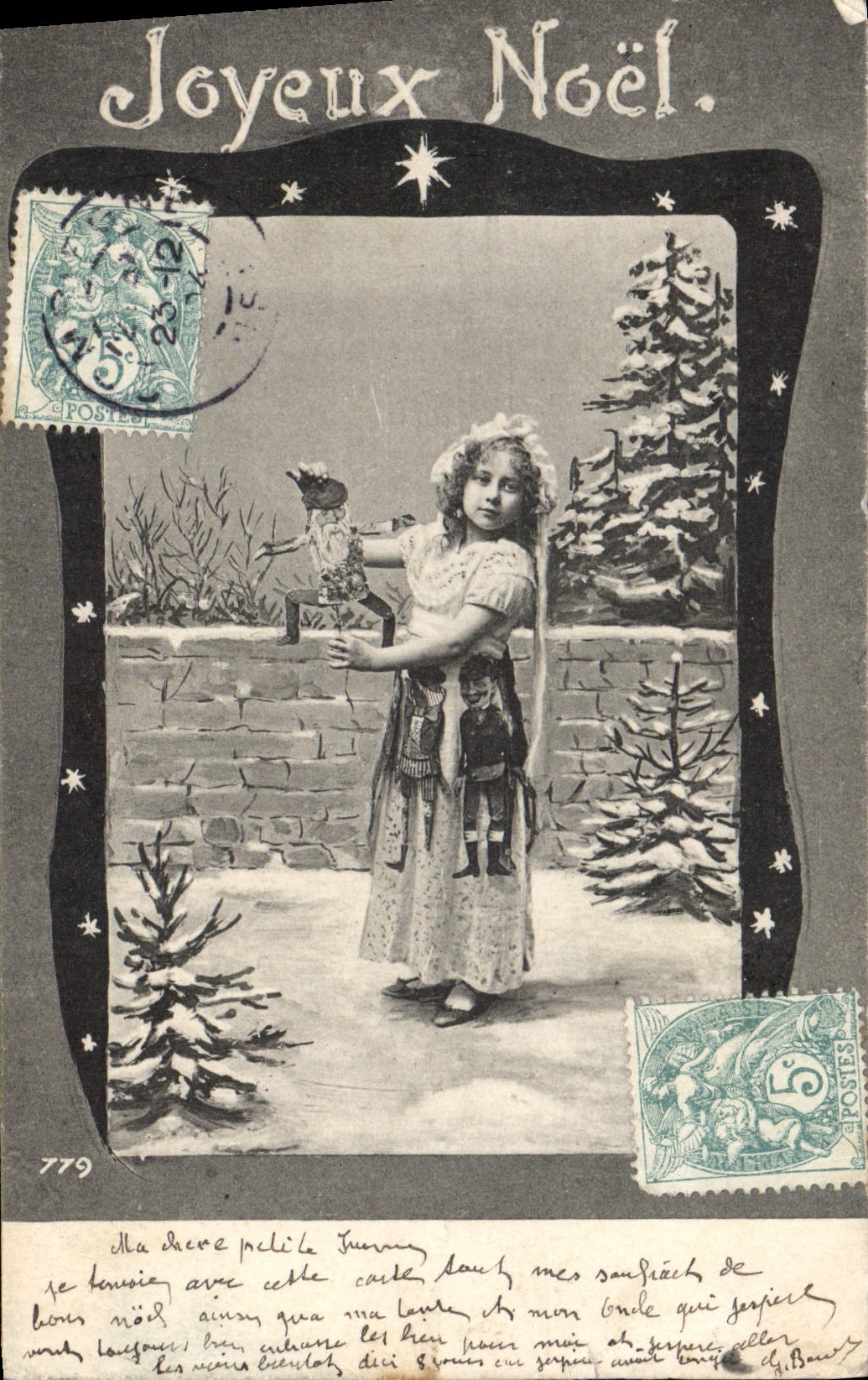 Vintage Postcard Fantasy Child Headstock Christmas