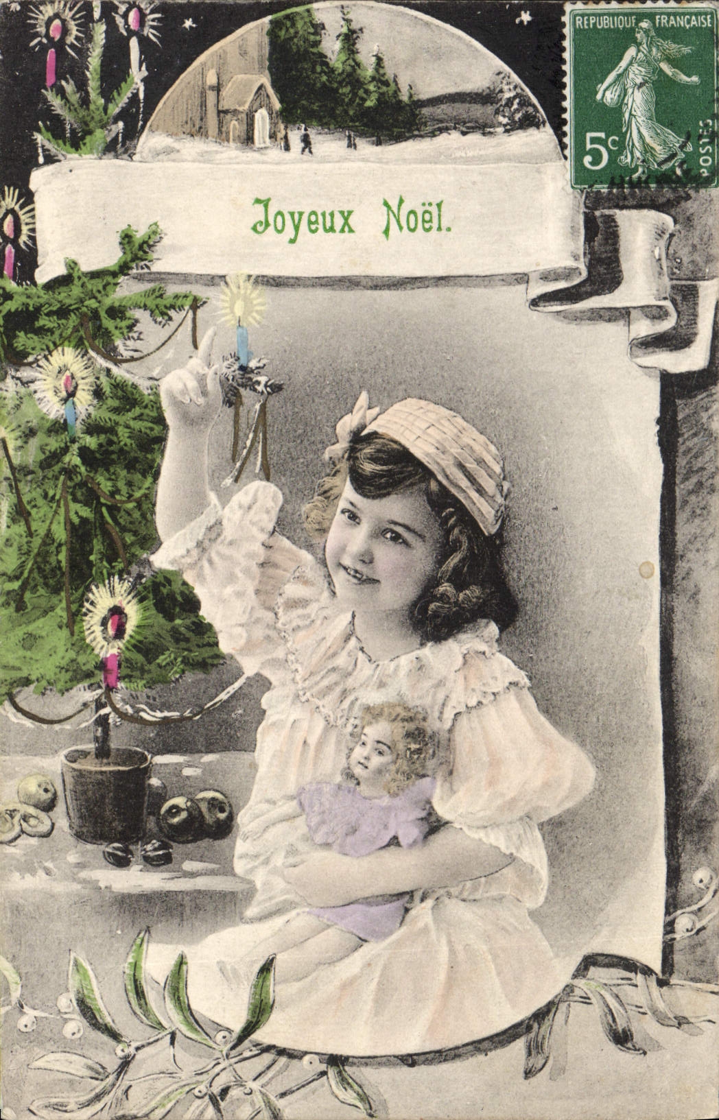CPA Fantaisie Enfant Poupee Noel 