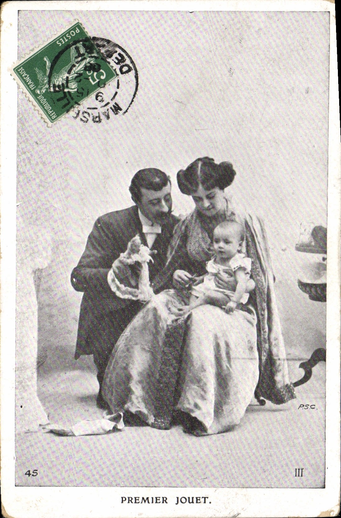 Vintage Postcard Fantasy Child Headstock First toy