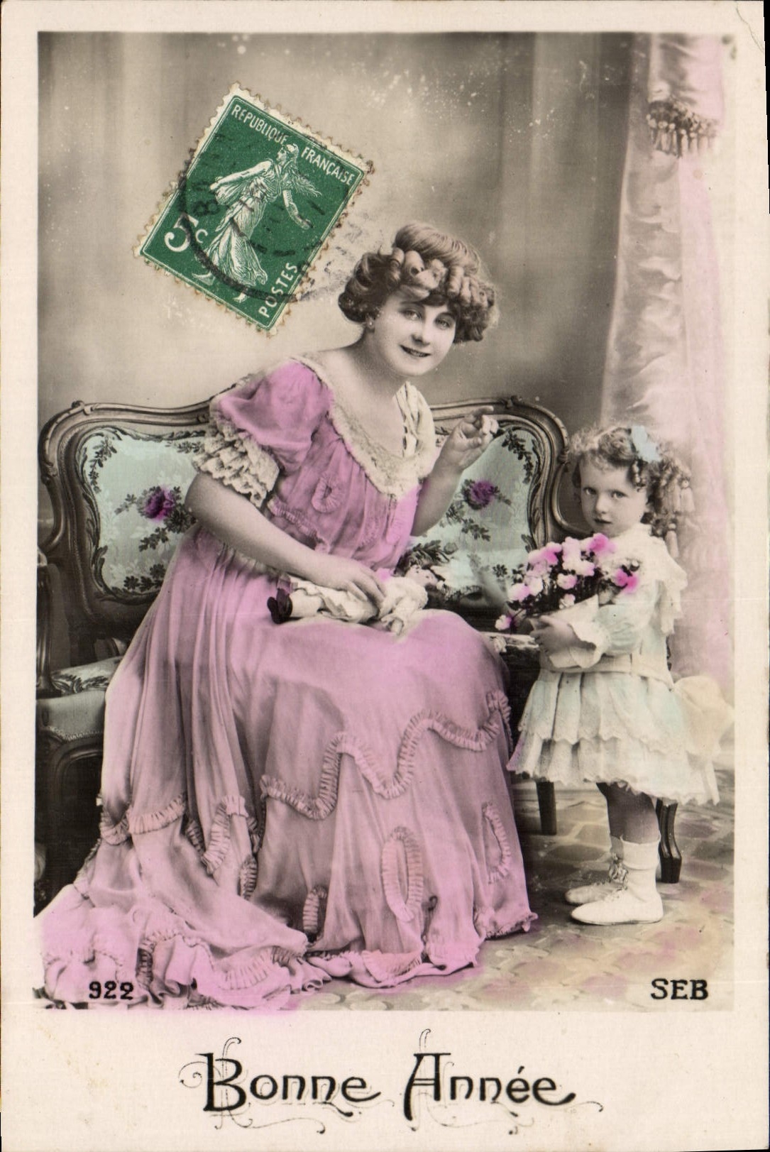 Vintage Postcard Fantasy Child Headstock Woman