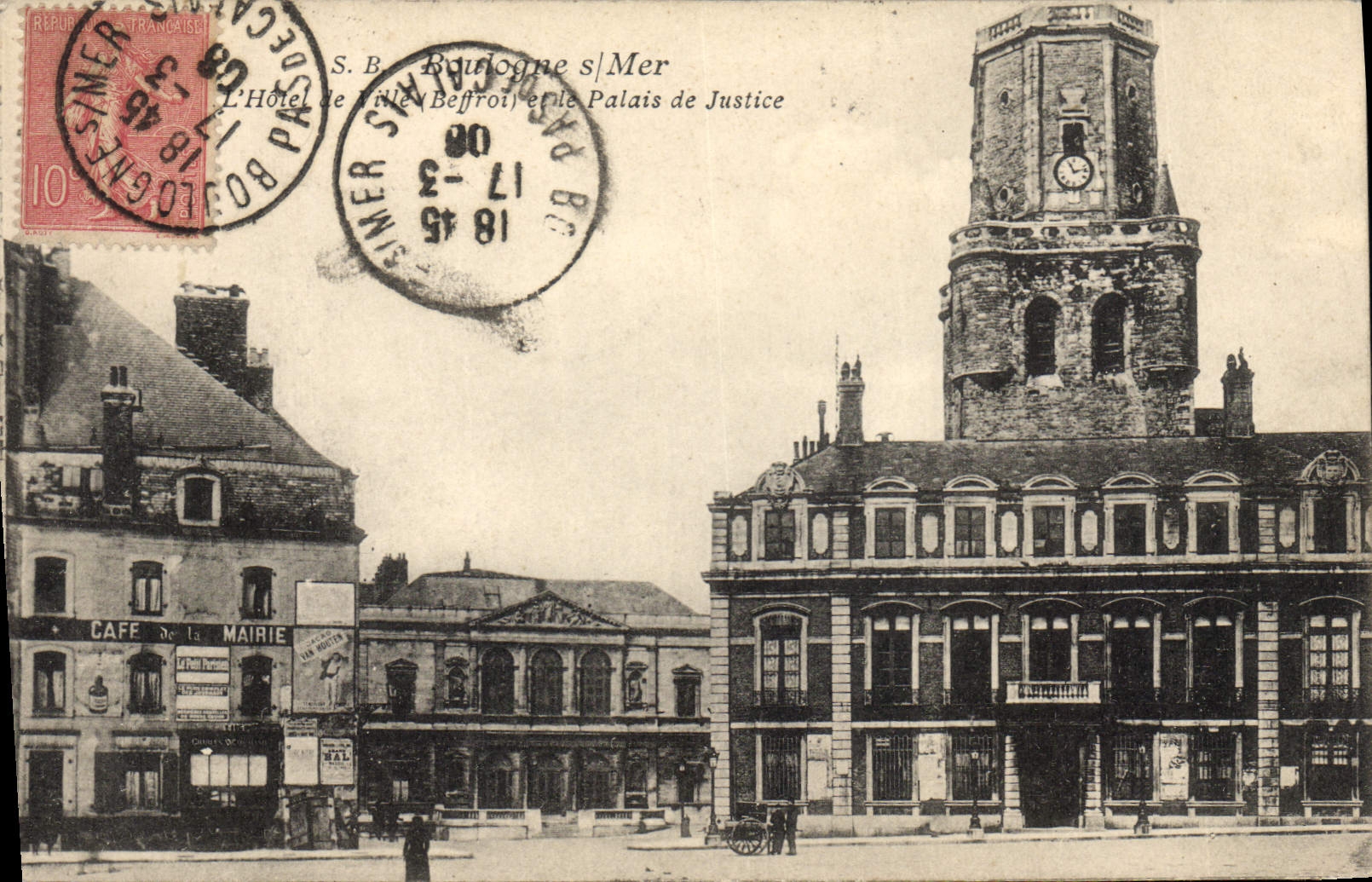 Vintage Postcard Law courts Boulogne on Sea the town hall Belfry