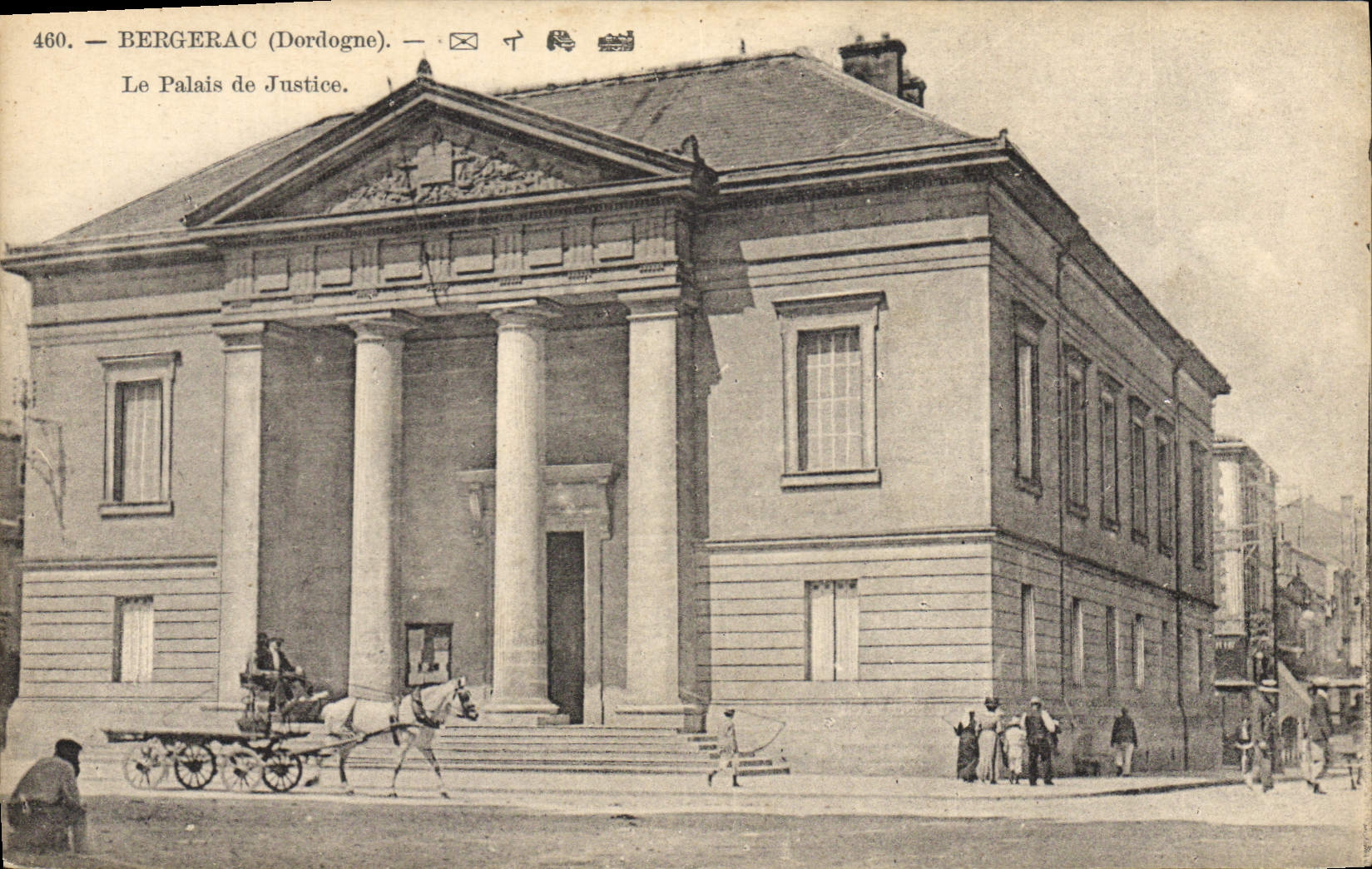 Vintage Postcard Law courts Bergerac Horse