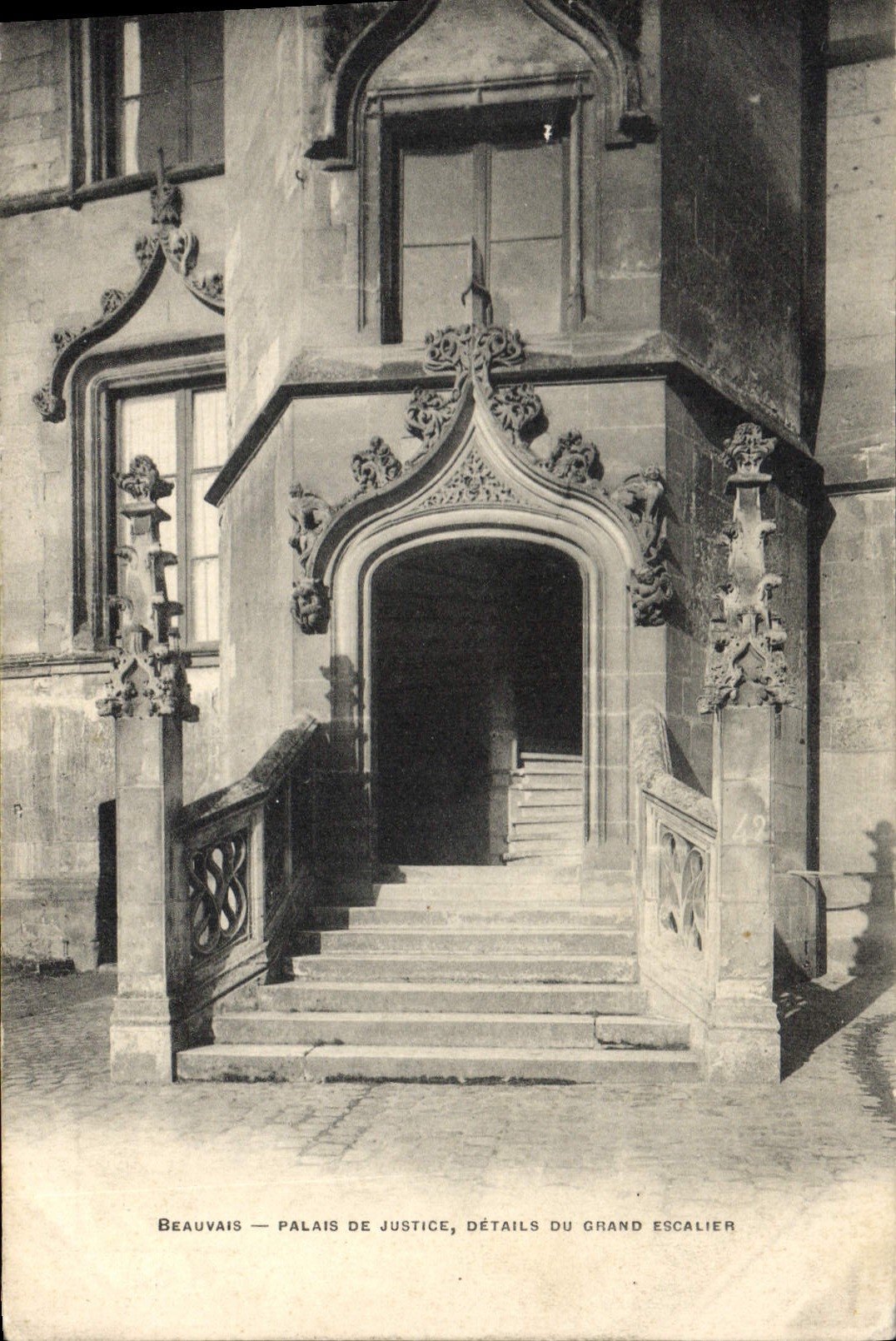 Vintage Postcard Law courts Details of the large Beauvais staircase