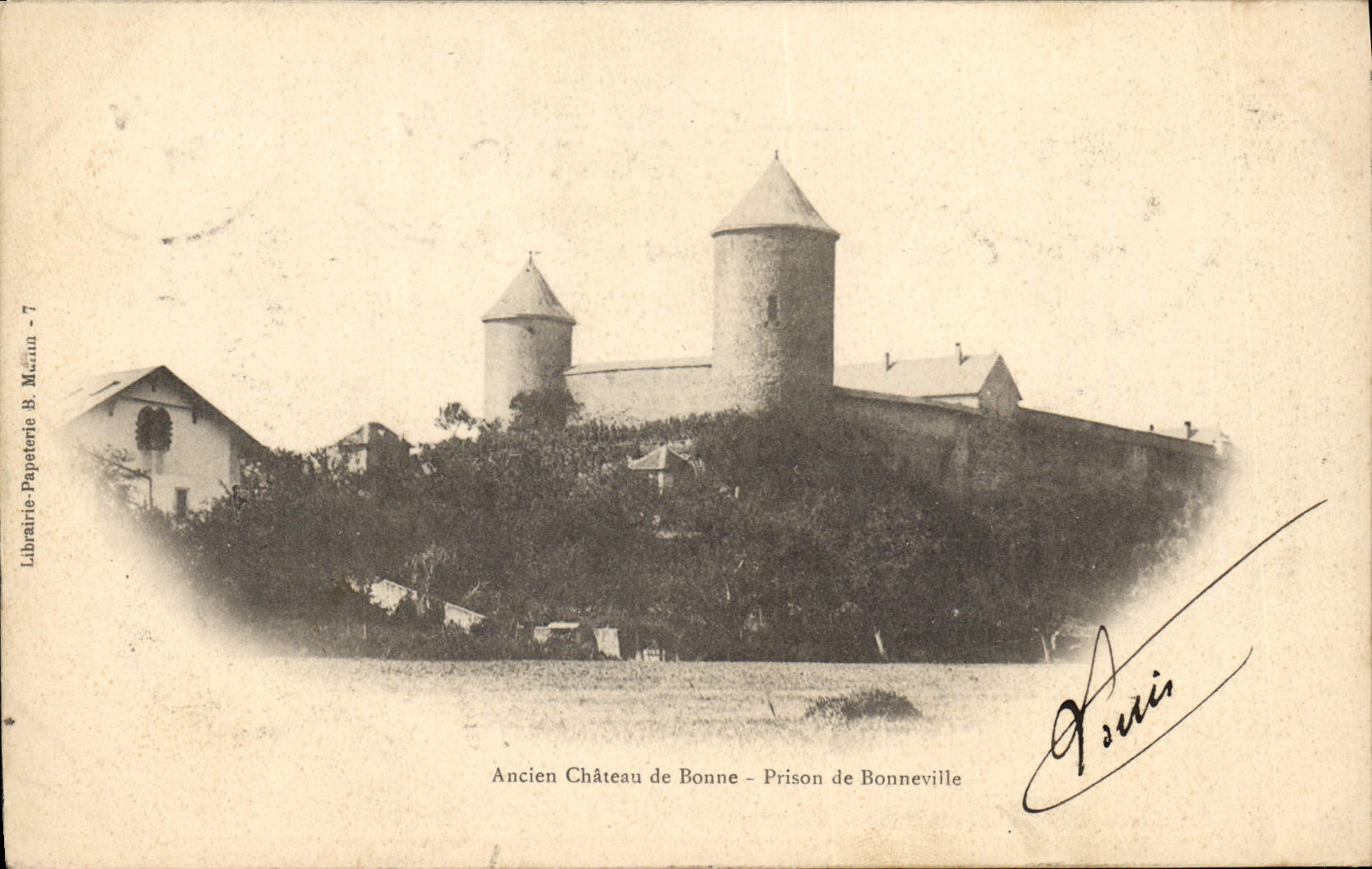 Vintage Postcard Law courts Old castle of Good Prison of Bonneville