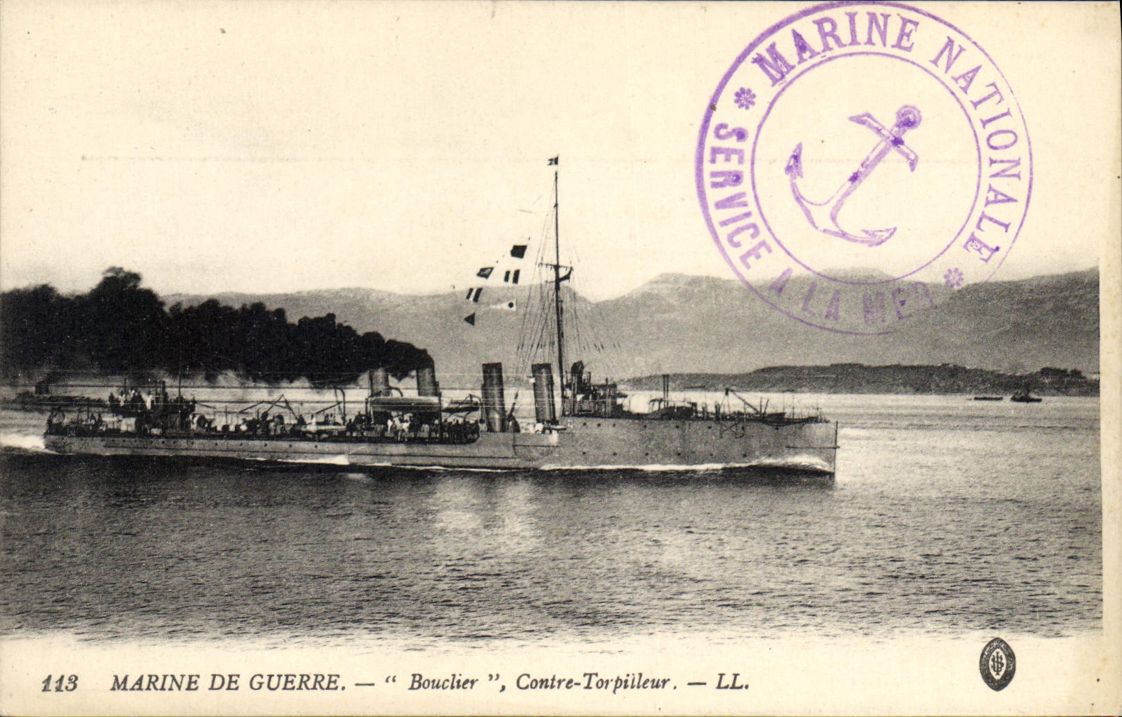 CPA Bateau de Guerre Bouclier Contre torpilleur 