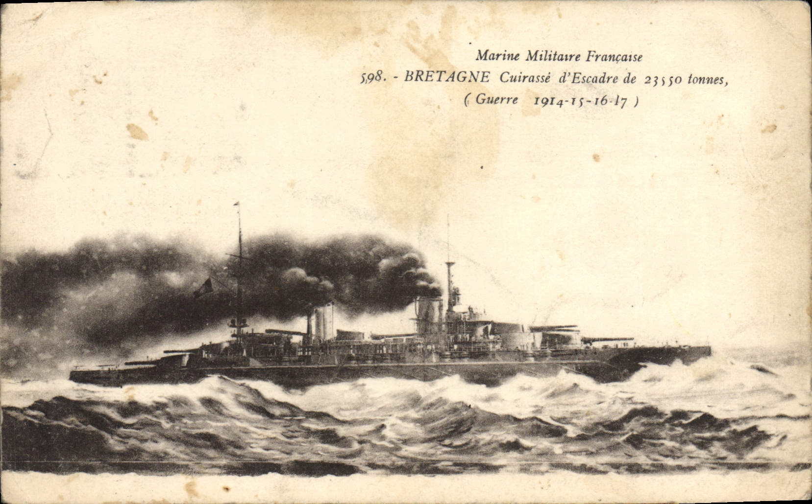CPA Bateau de Guerre Bretagne Cuirasse d'escadre