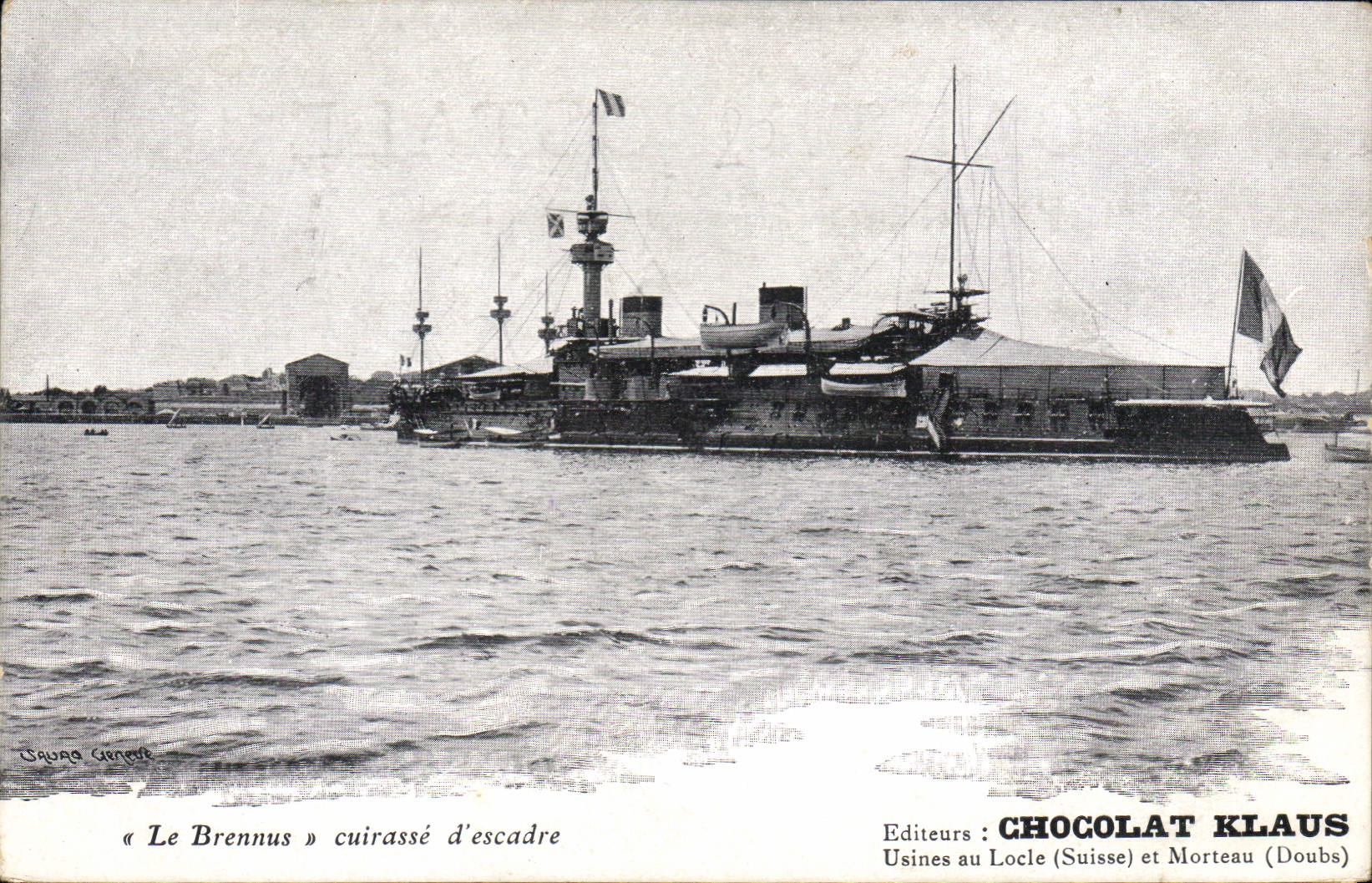 Vintage Postcard Warship Brennus Armours squadron Chocolat Klaus