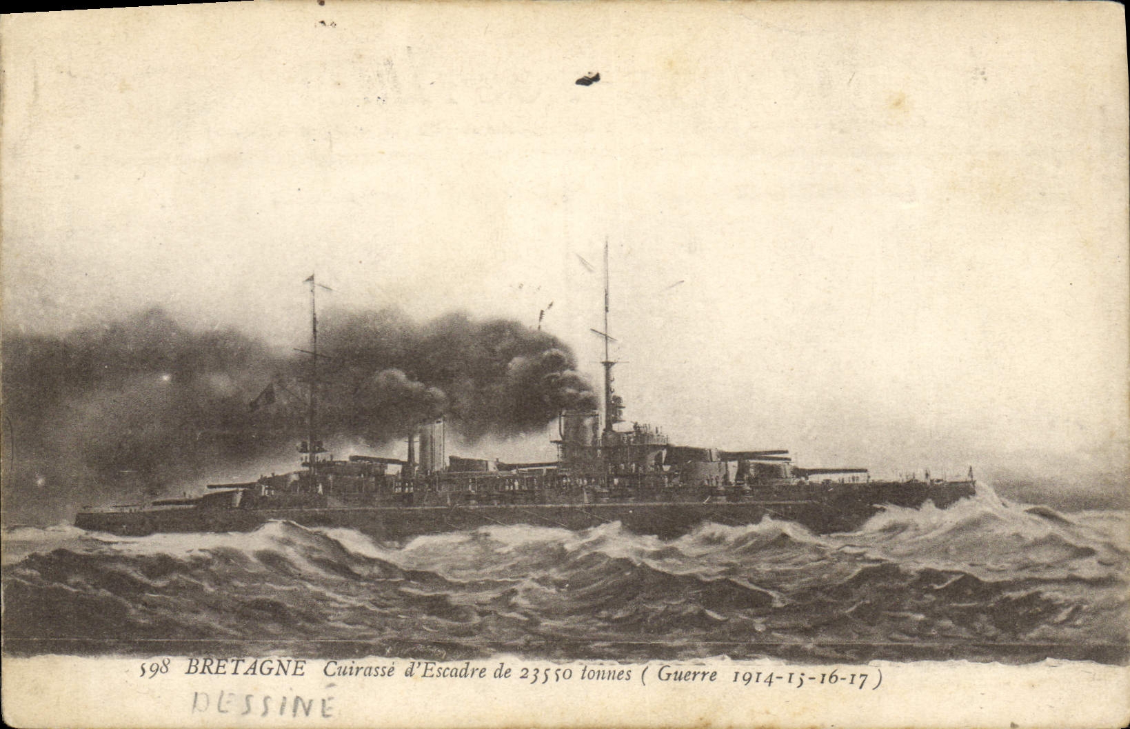 CPA Bateau de Guerre Bretagne Cuirasse d'escadre