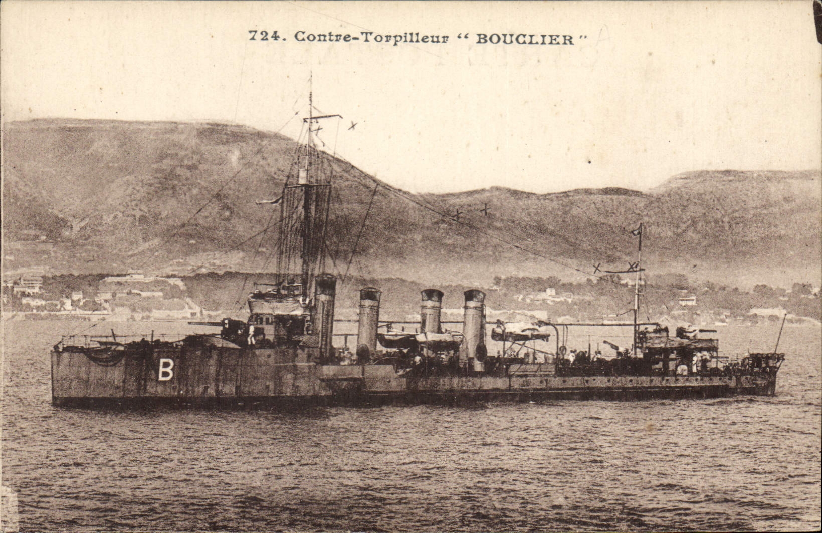 CPA Bateau de Guerre Contre torpilleur Bouclier