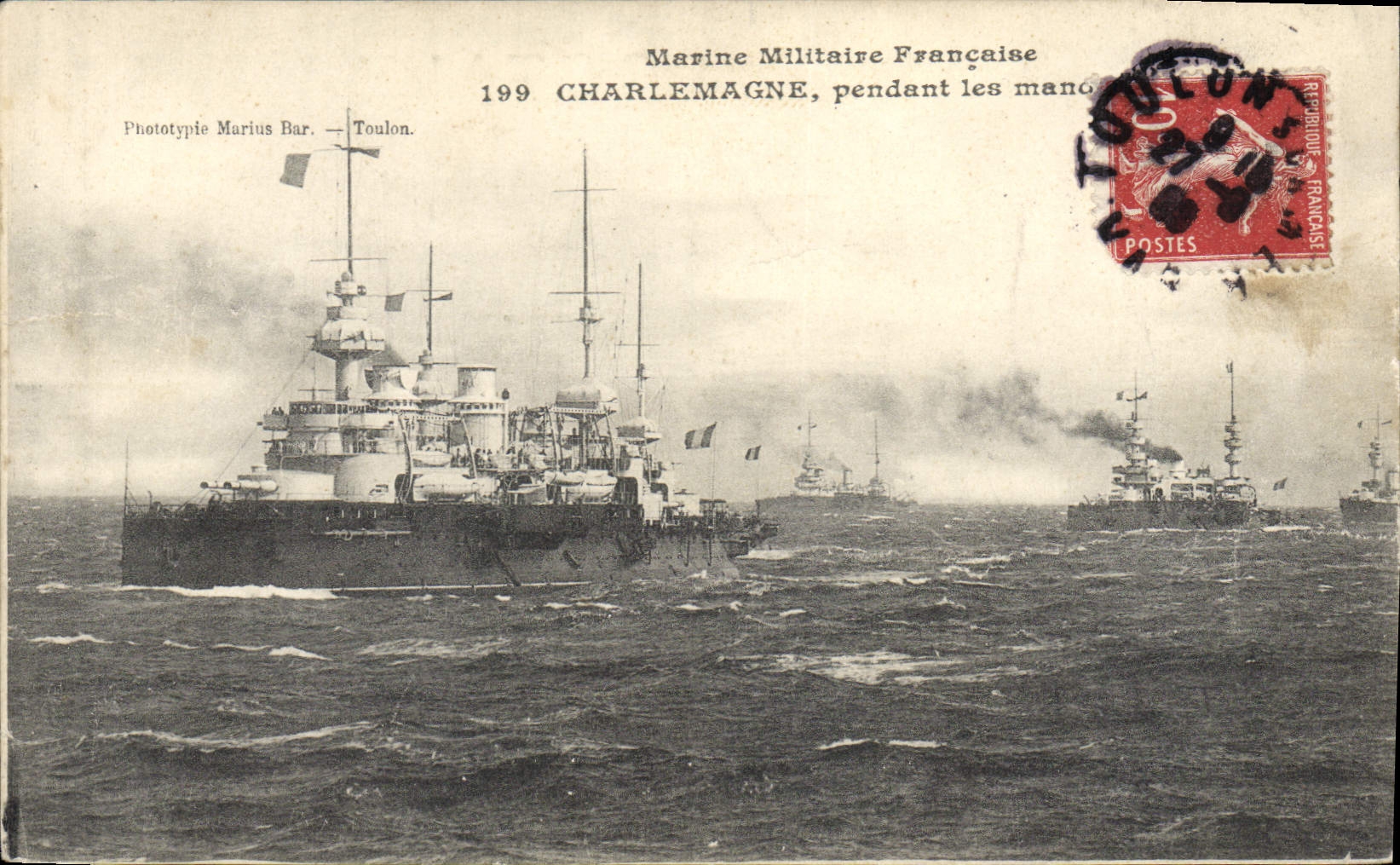 Vintage Postcard Warship Charlemagne during the operations