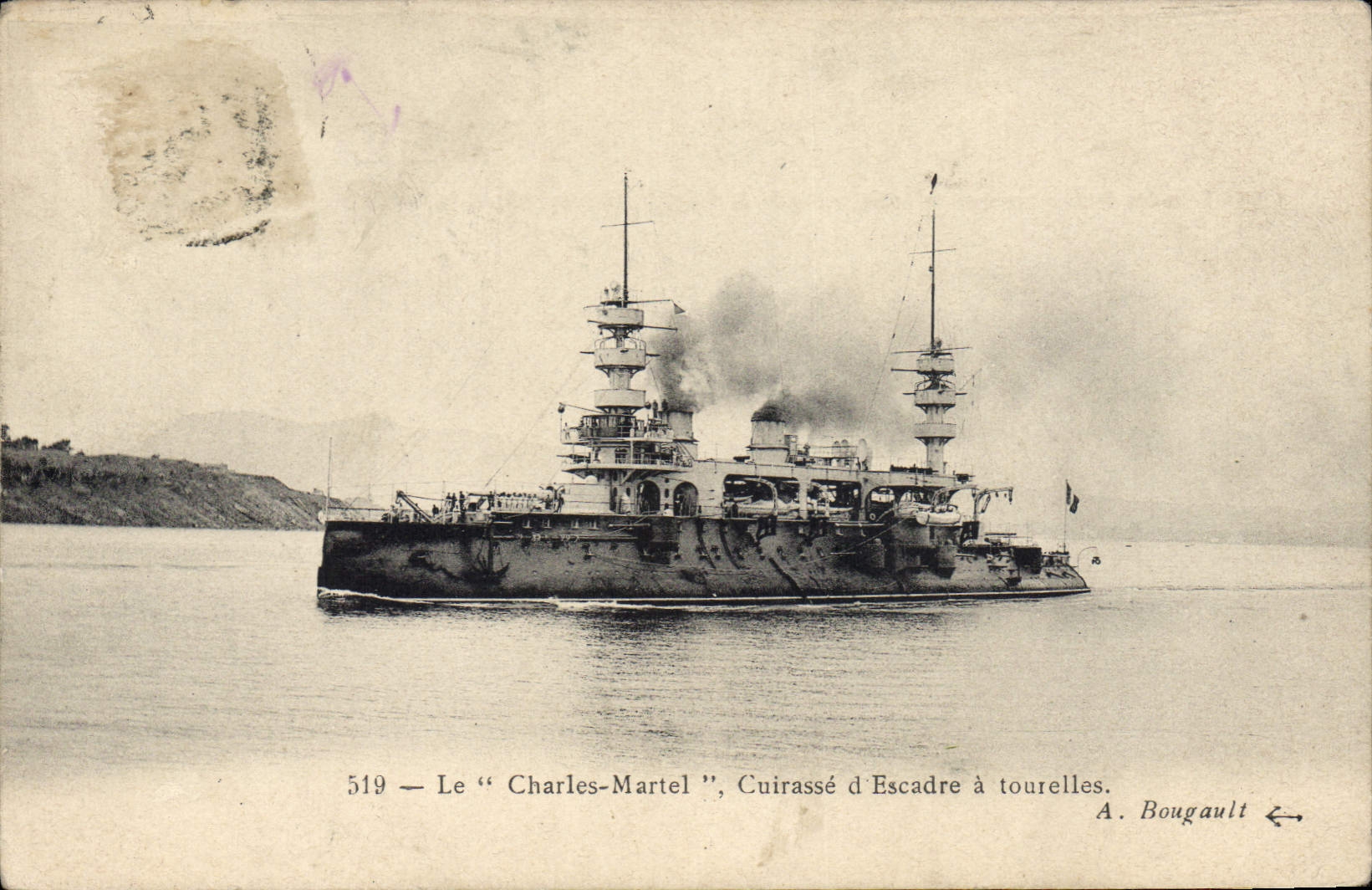 Vintage Postcard Warship the Charles Martel Cuirasse squadron has turrets