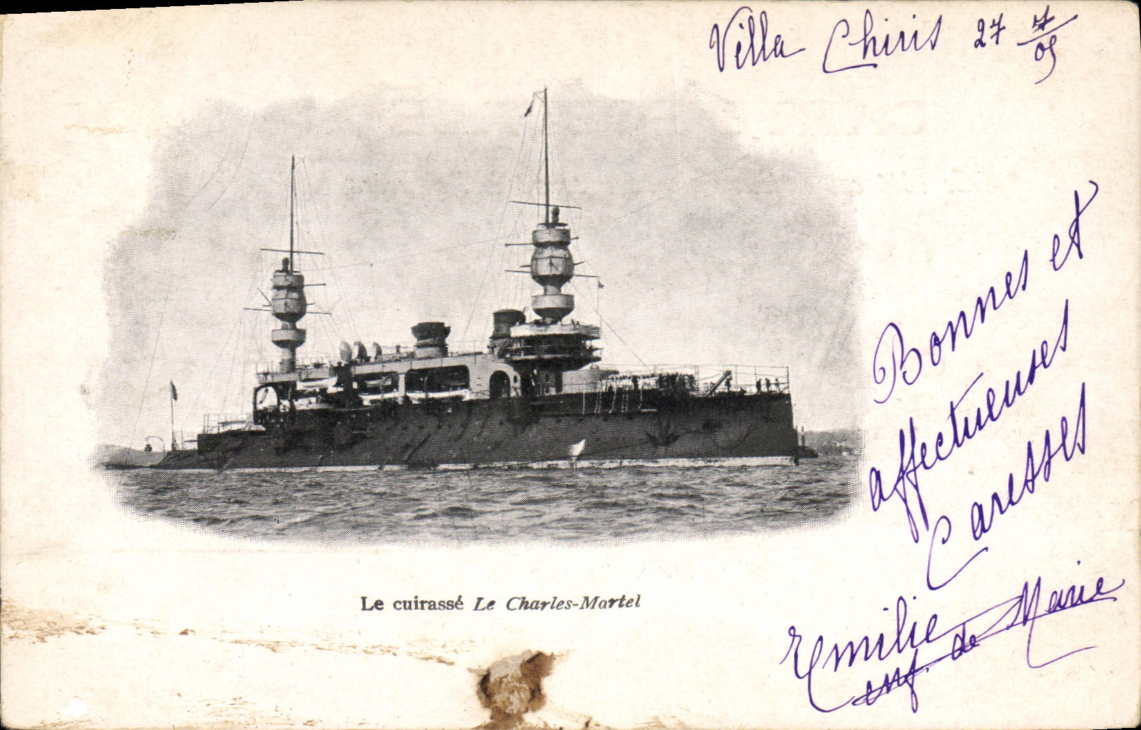 CPA Bateau de Guerre Le cuirasse Charles Martel
